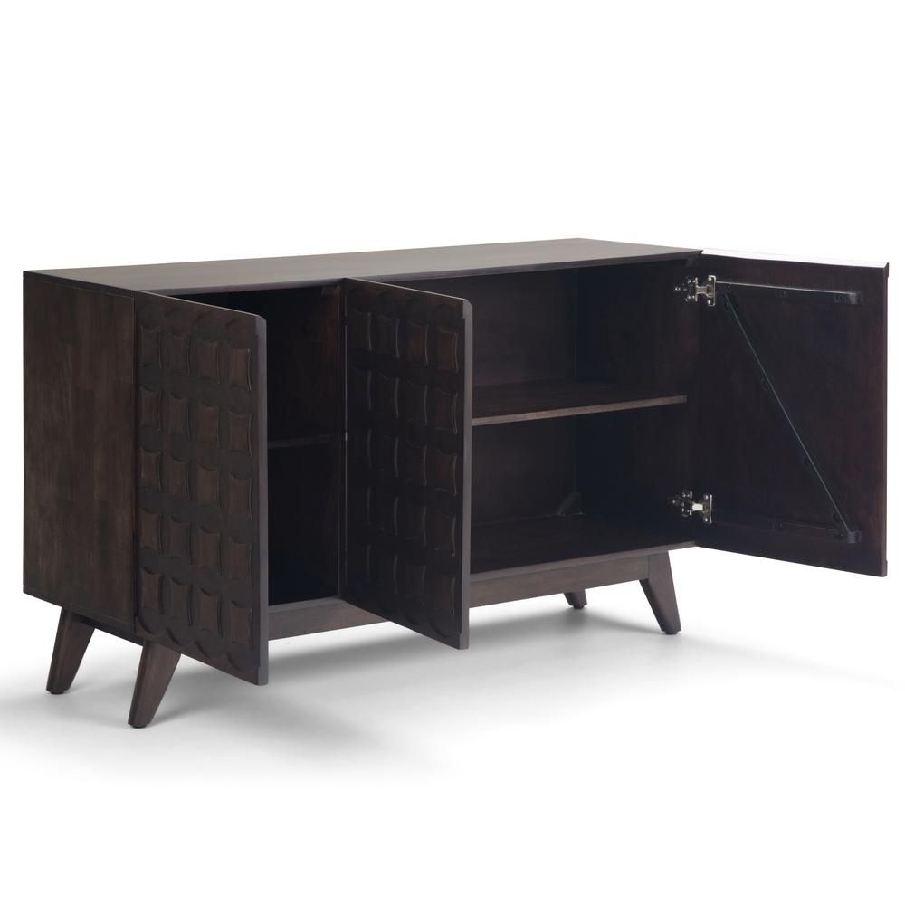 Simpli Home Wainwright 54 In. Wide Mid Century Modern In Mid Century 3 Cabinet Buffets (Photo 23 of 30)