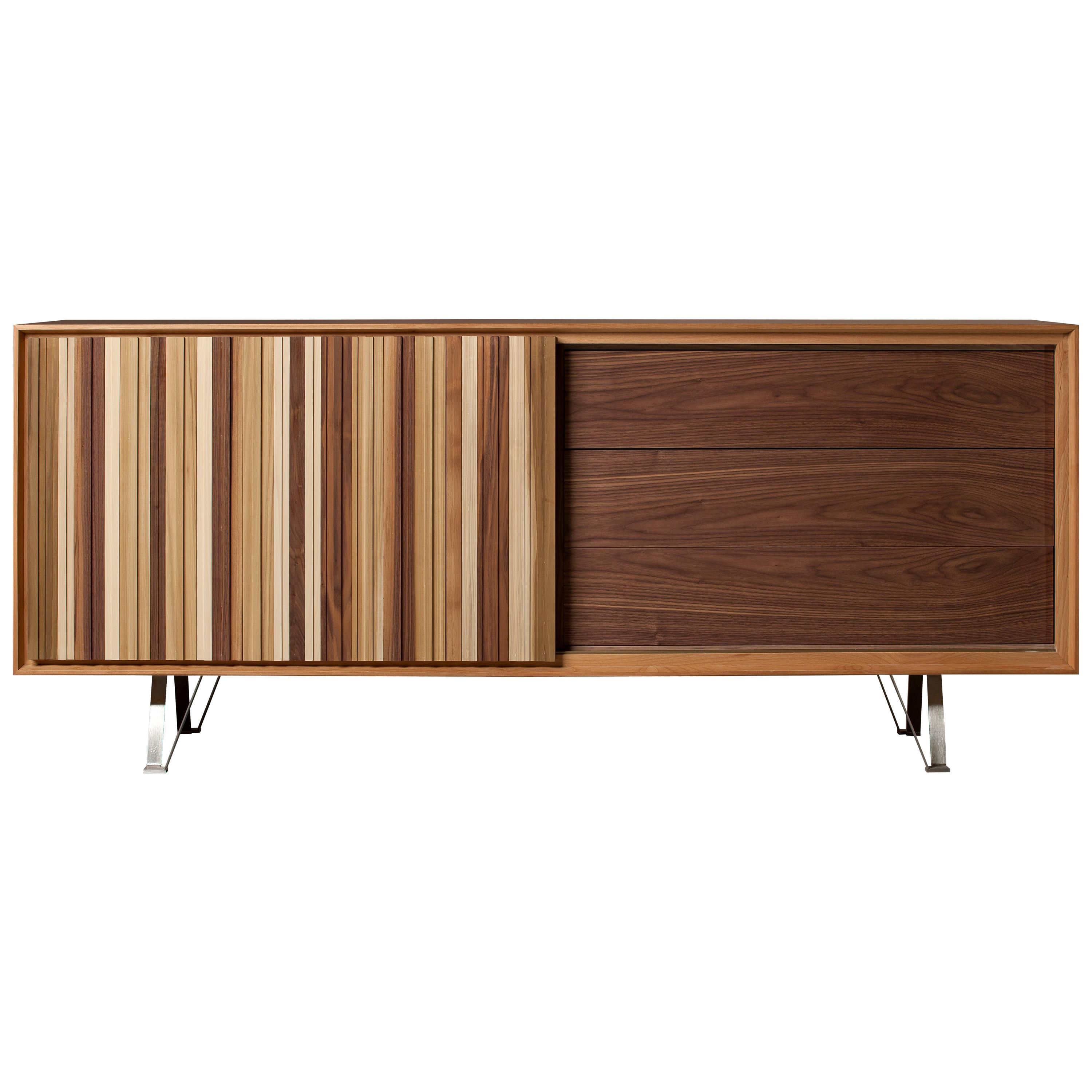 Sipario, Contemporary Sideboard Made Of Cherry Wood With Sliding Door And  Drawer Throughout Malibu 2 Door 1 Drawer Sideboards (Photo 17 of 30)