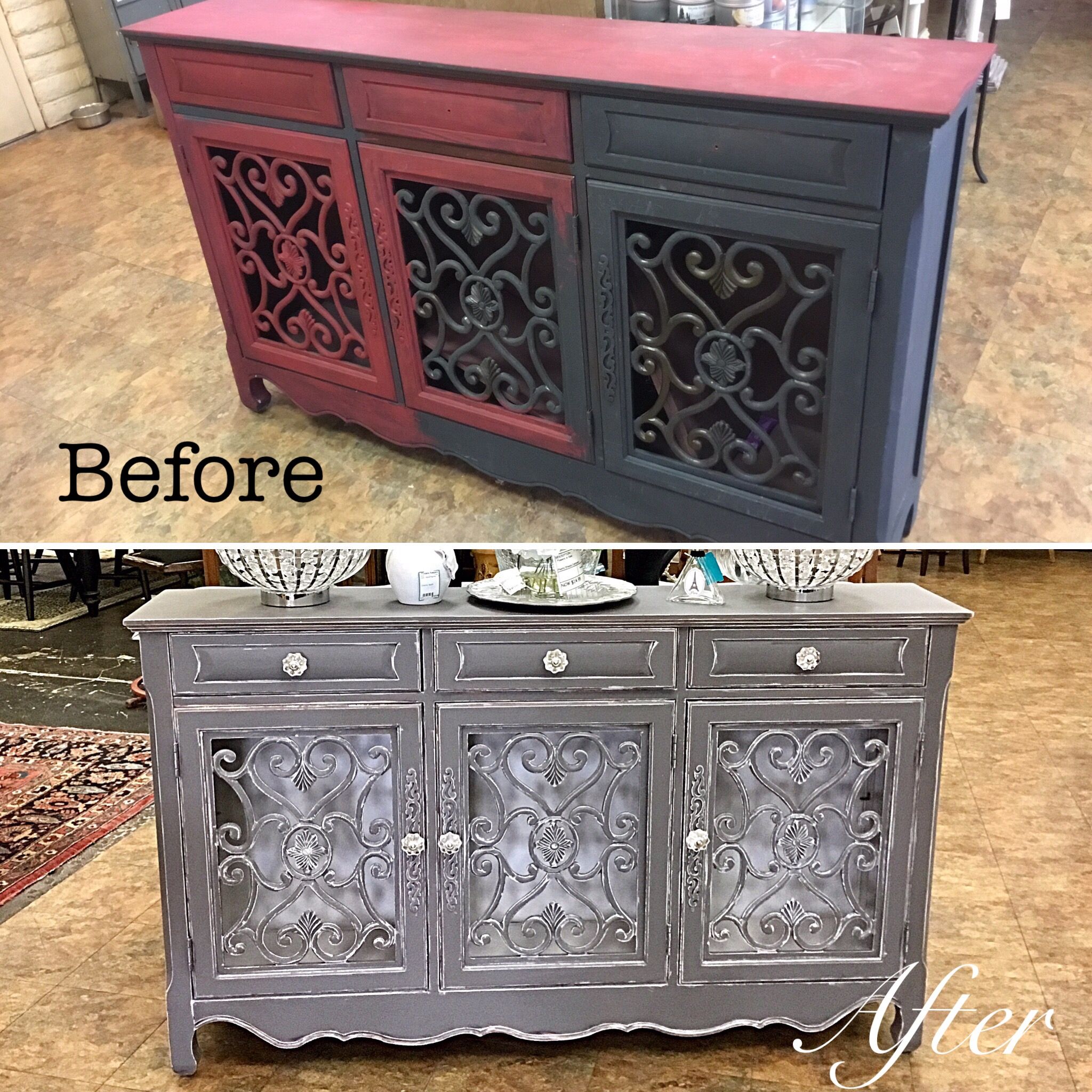 Sold Grey Shabby Chic Buffet (before & After) — Finders Keepers Pertaining To Grey Wooden Accent Buffets (Photo 28 of 30)