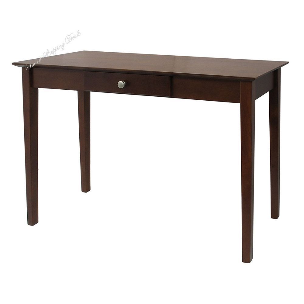 Solid Wood Console Table With One Drawer Small Office Desk Within Solid And Composite Wood Buffets In Cappuccino Finish (View 10 of 30)