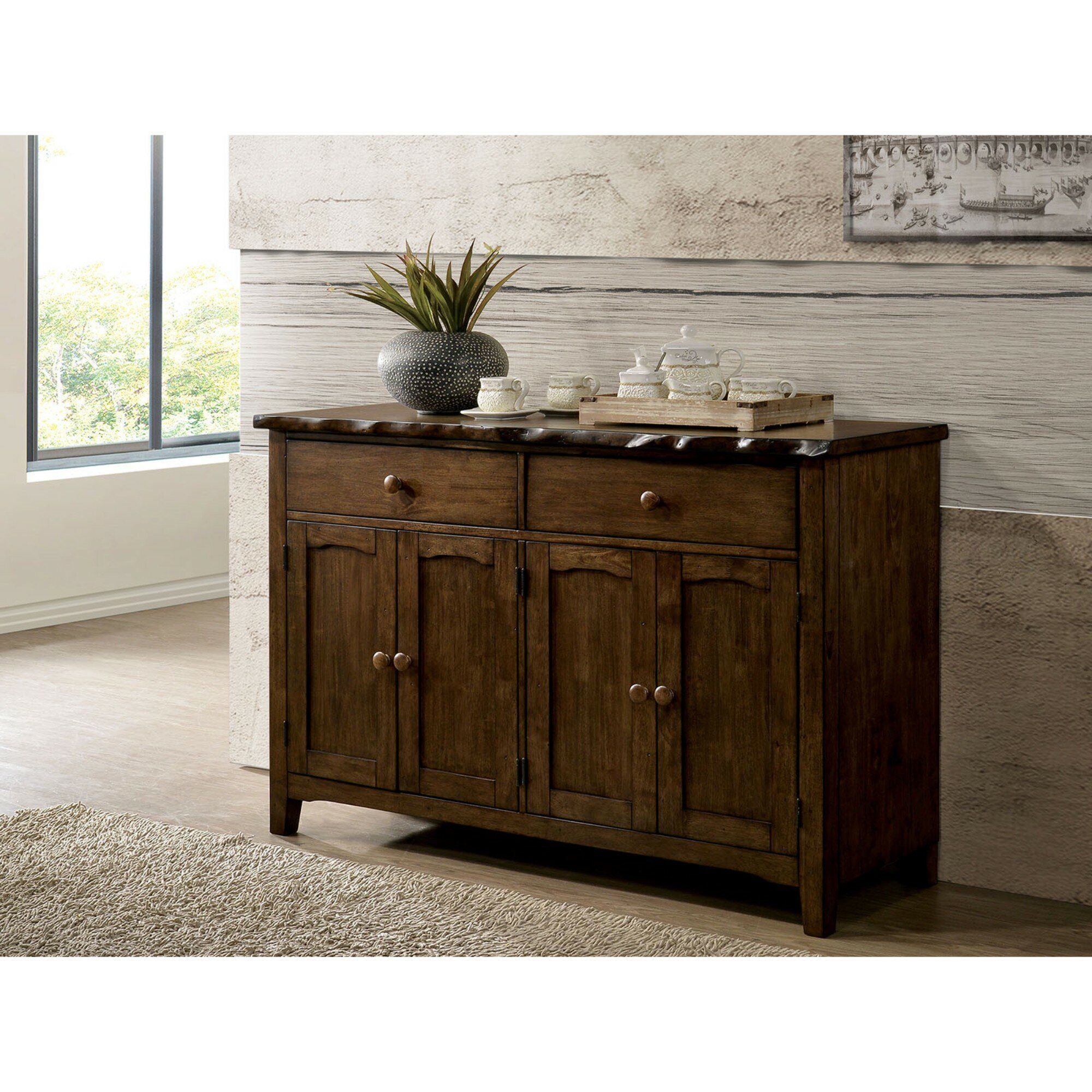Sprowston Rustic Solid Wood Rectangular Sideboard Pertaining To Whitten Sideboards (Photo 12 of 30)