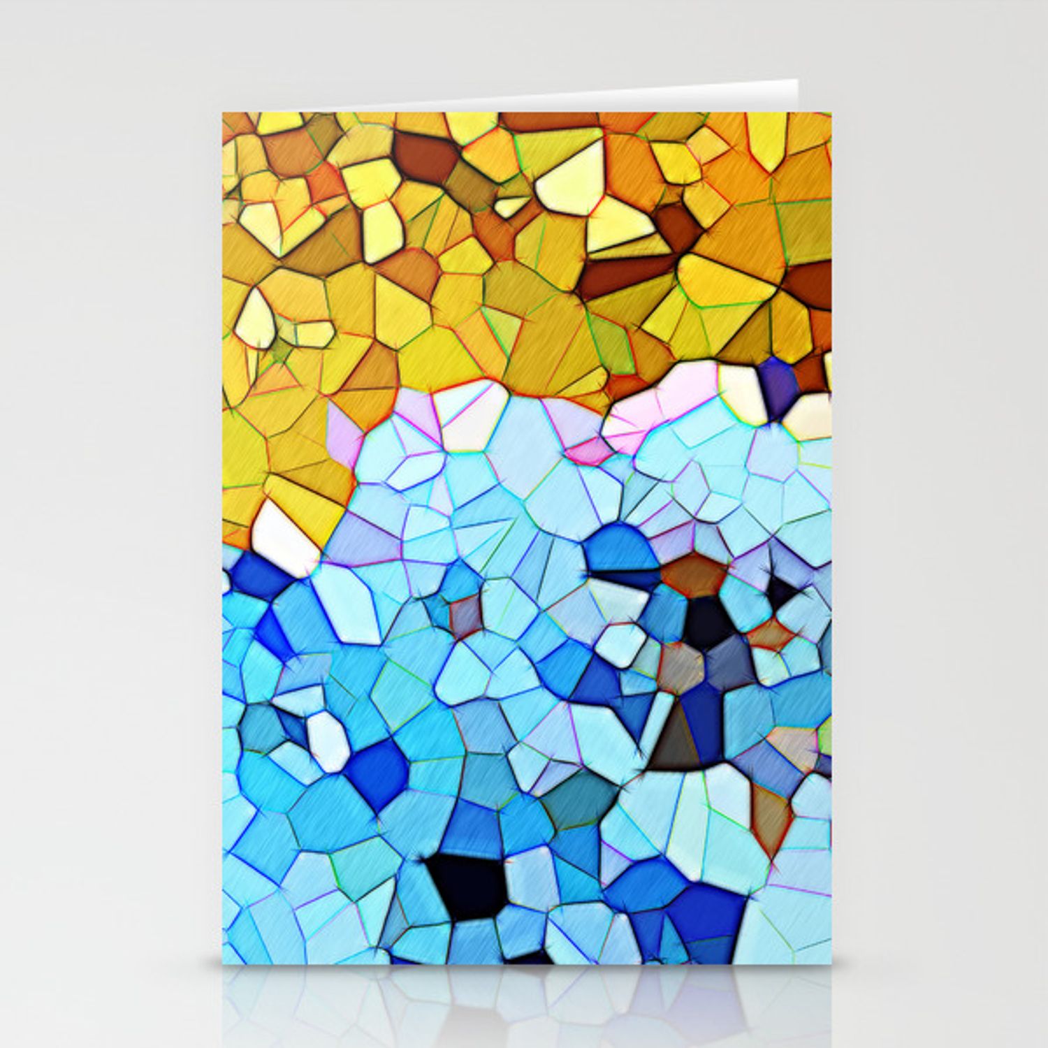 Stained Glass Tiffany Style Print In Blue – Orange Tones Stationery Cards Artrolena With Blue Stained Glass Credenzas (Photo 28 of 30)