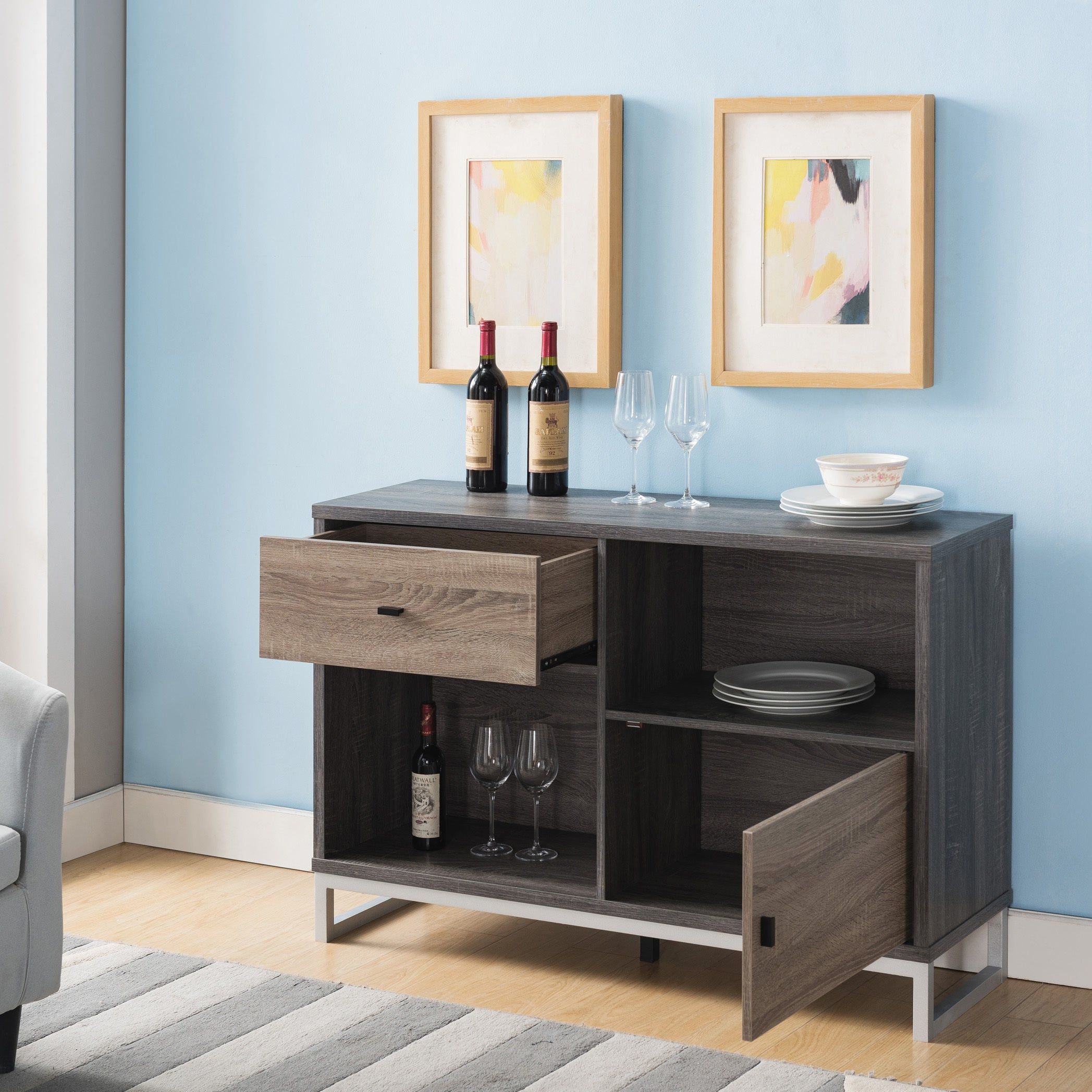 Strille Modern Two Tone Storage Dining Serverfoa In Modern Two Tone Buffets (View 2 of 30)