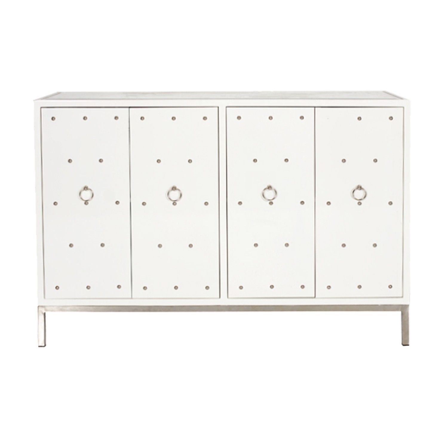Studly – White Lacquer Nickel Studded Buffet With Inset Throughout Longley Sideboards (Photo 29 of 30)