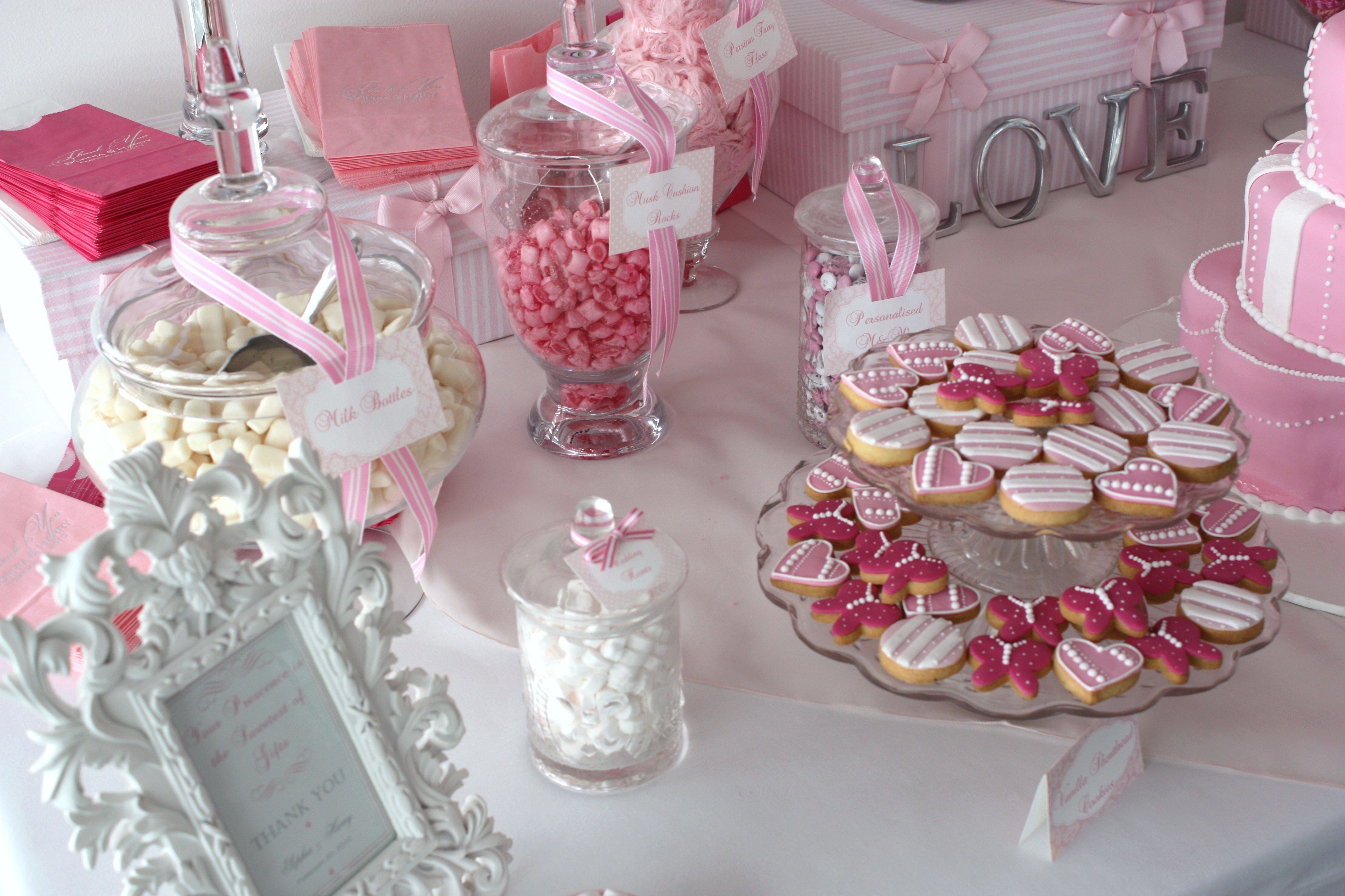 Sugarcoated Pink And White Candy Buffet – The Sweetest Occasion With Pink And White Geometric Buffets (View 14 of 30)