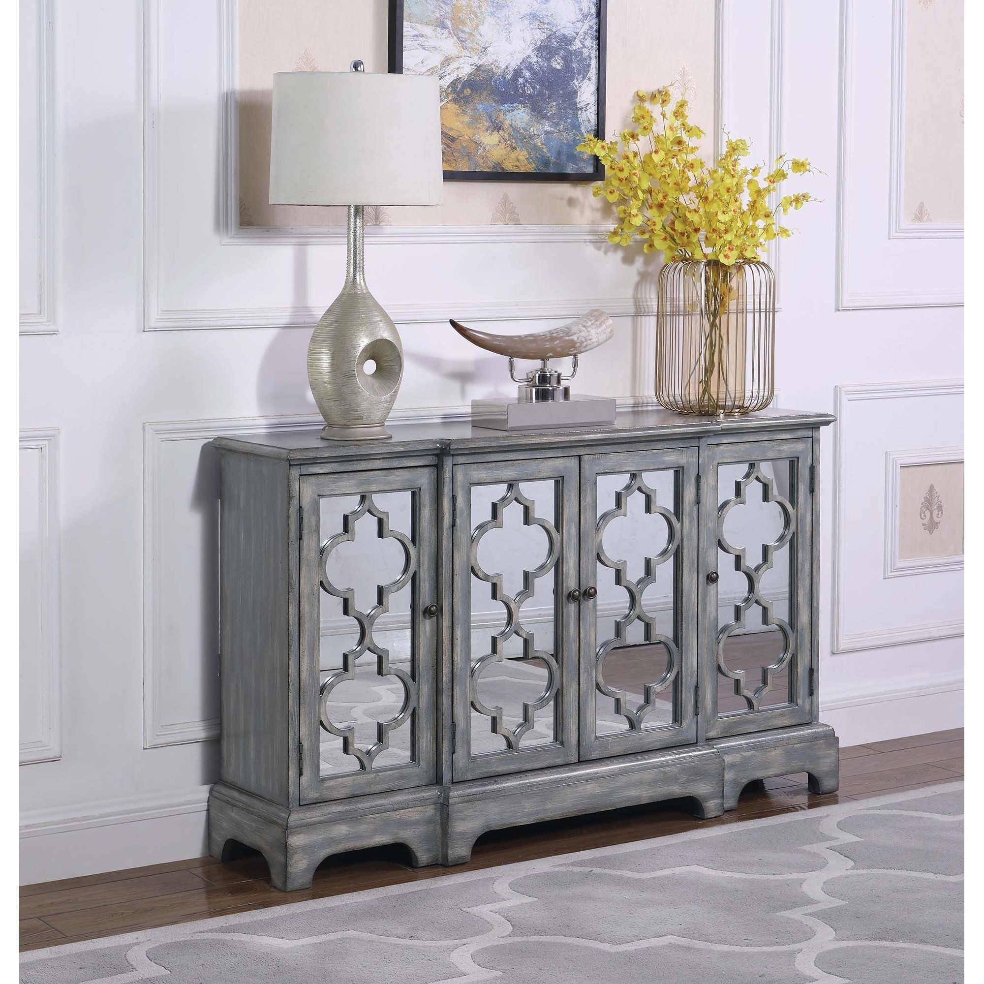 The Gray Barn Grassway Grey 4 Door Accent Cabinet | Products Inside Tiphaine Sideboards (View 17 of 30)