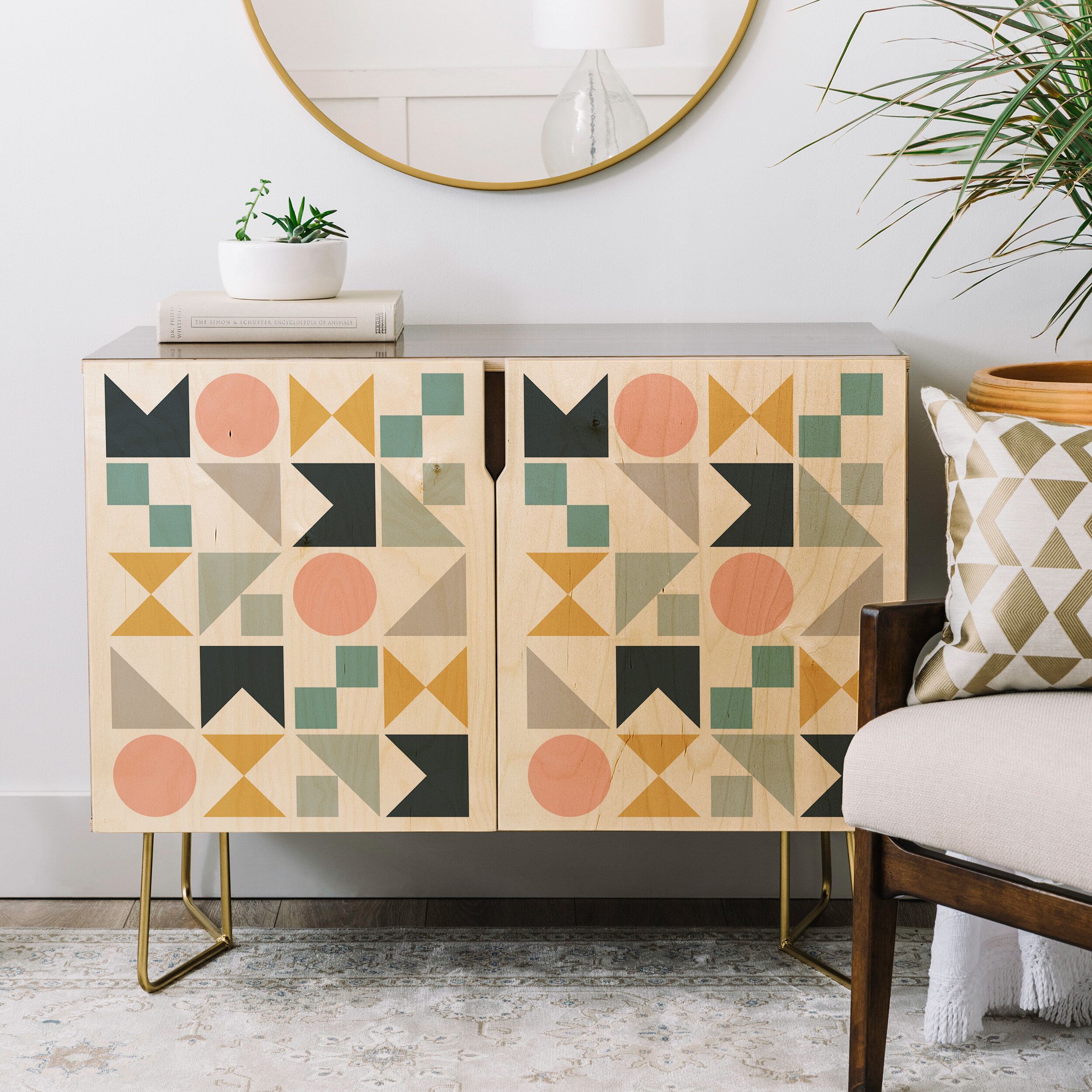 The Old Art Studio Modern Geometric Credenza Pertaining To Multi Colored Geometric Shapes Credenzas (Photo 17 of 30)