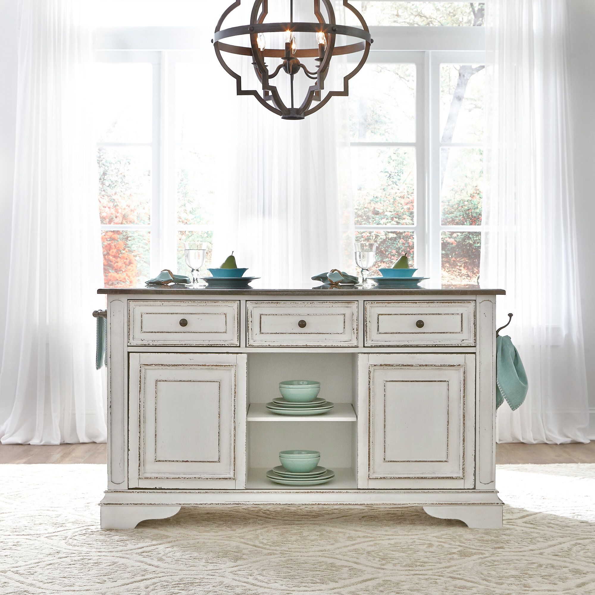 Tiphaine Kitchen Island With Granite Top Within Tiphaine Sideboards (Photo 27 of 30)