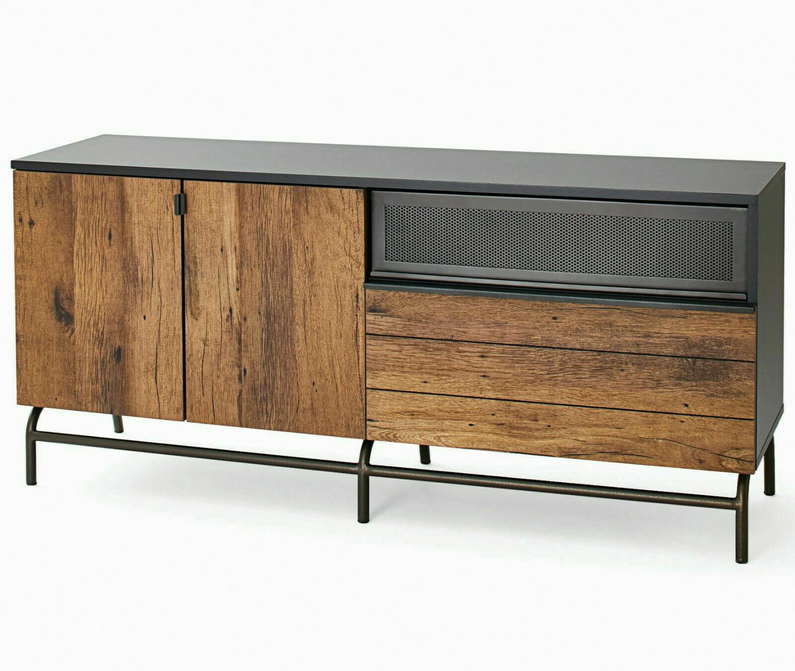 Tv Credenza 60" Entertainment Stand Credenza Oak Modern Rustic Sideboard  Buffet Throughout Mid Century Retro Modern Oak And Espresso Wood Buffets (View 30 of 30)