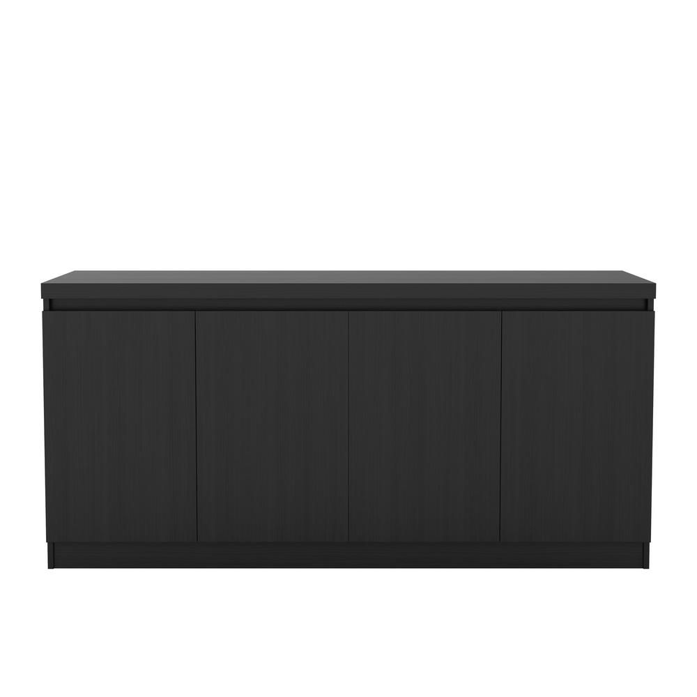 Viennese 62.99 In. Black Matte 6 Shelf Buffet Cabinet Within Contemporary Espresso 2 Cabinet Dining Buffets (Photo 27 of 30)