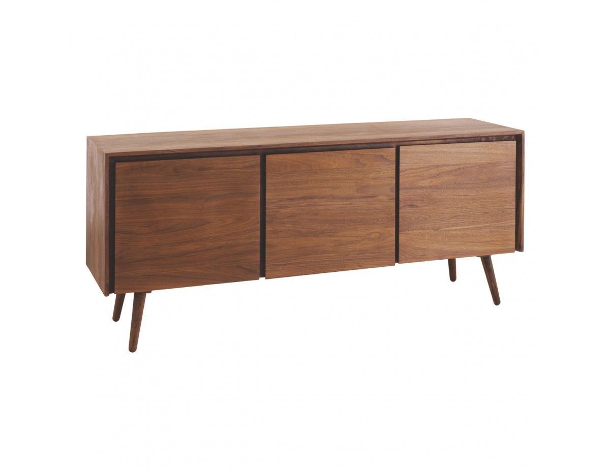 Vince Walnut 3 Door Mid Century Sideboard For Mid Century Brown And Grey Sideboards (View 21 of 30)