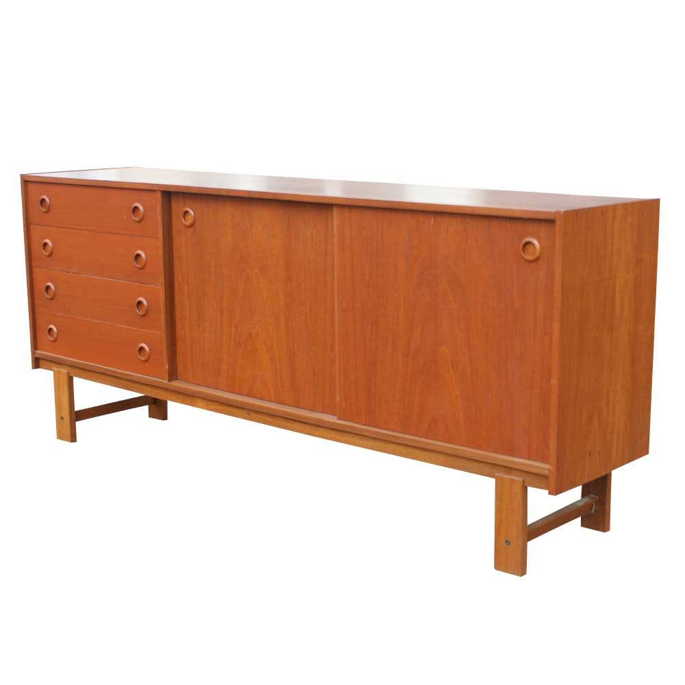 Vintage 196039s Danish Teak Buffet Sideboard Credenza Ebay Throughout Bright Angles Credenzas (Photo 20 of 30)