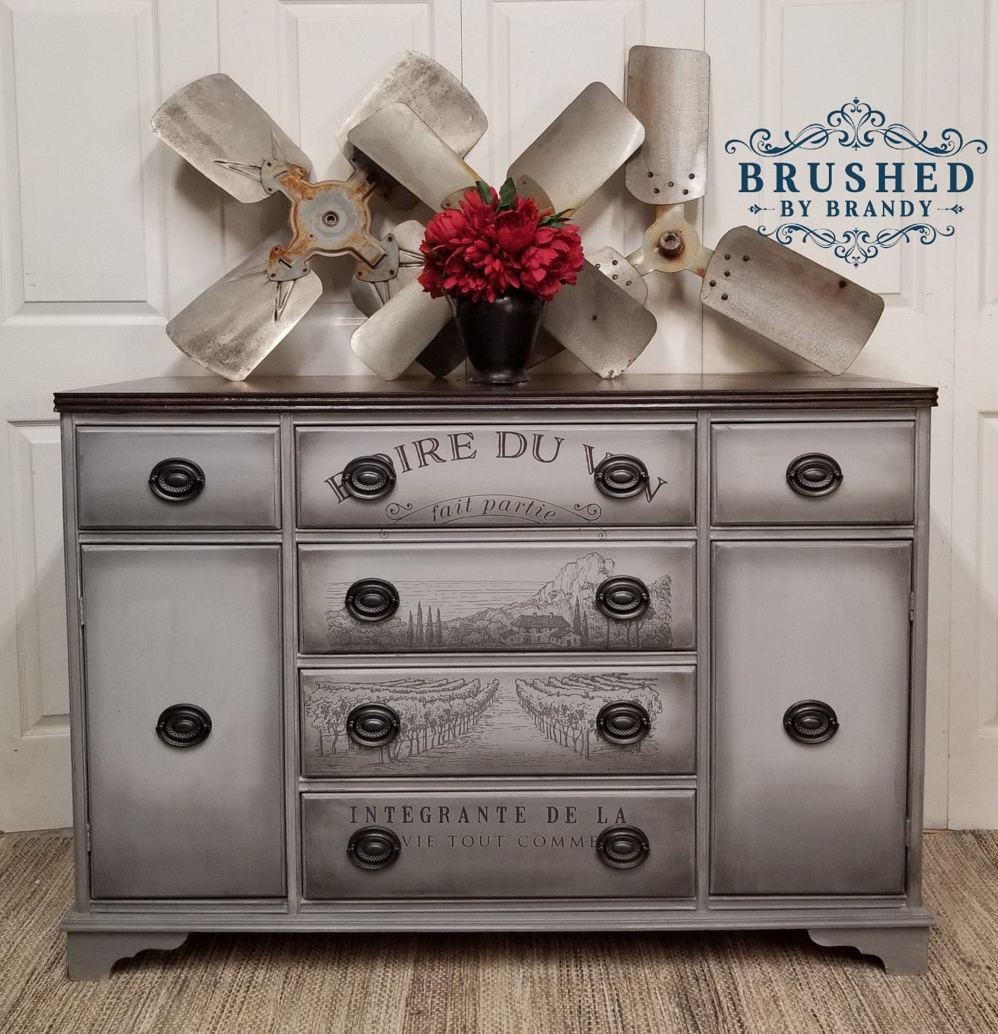 Vintage Buffet Painted With Dixie Belle Paint In Manatee With Regard To Grey Wooden Accent Buffets (View 4 of 30)