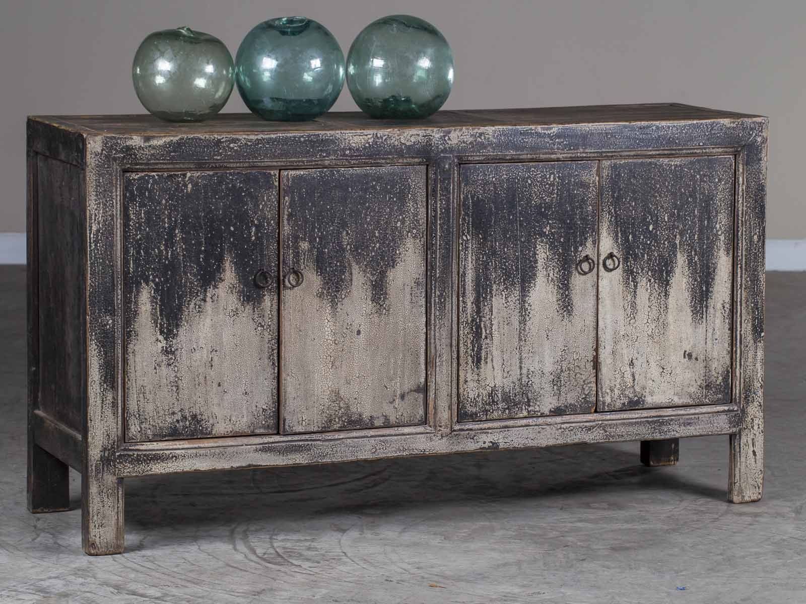 Vintage Chinese Painted Lacquer Four Door Buffet Credenza Circa 1940 In 4 Door Lacquer Buffets (Photo 15 of 30)