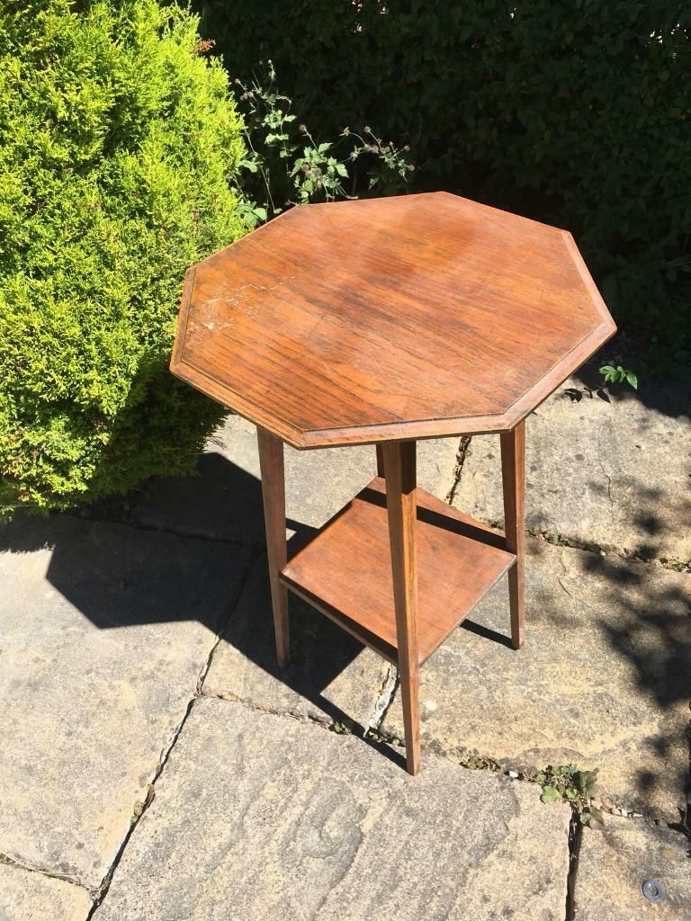 Vintage Geometric Lamp Table Plant Stand Hexagonal Retro Solid Oak | In  Batley, West Yorkshire | Gumtree Pertaining To Exagonal Geometry Credenzas (Photo 13 of 30)