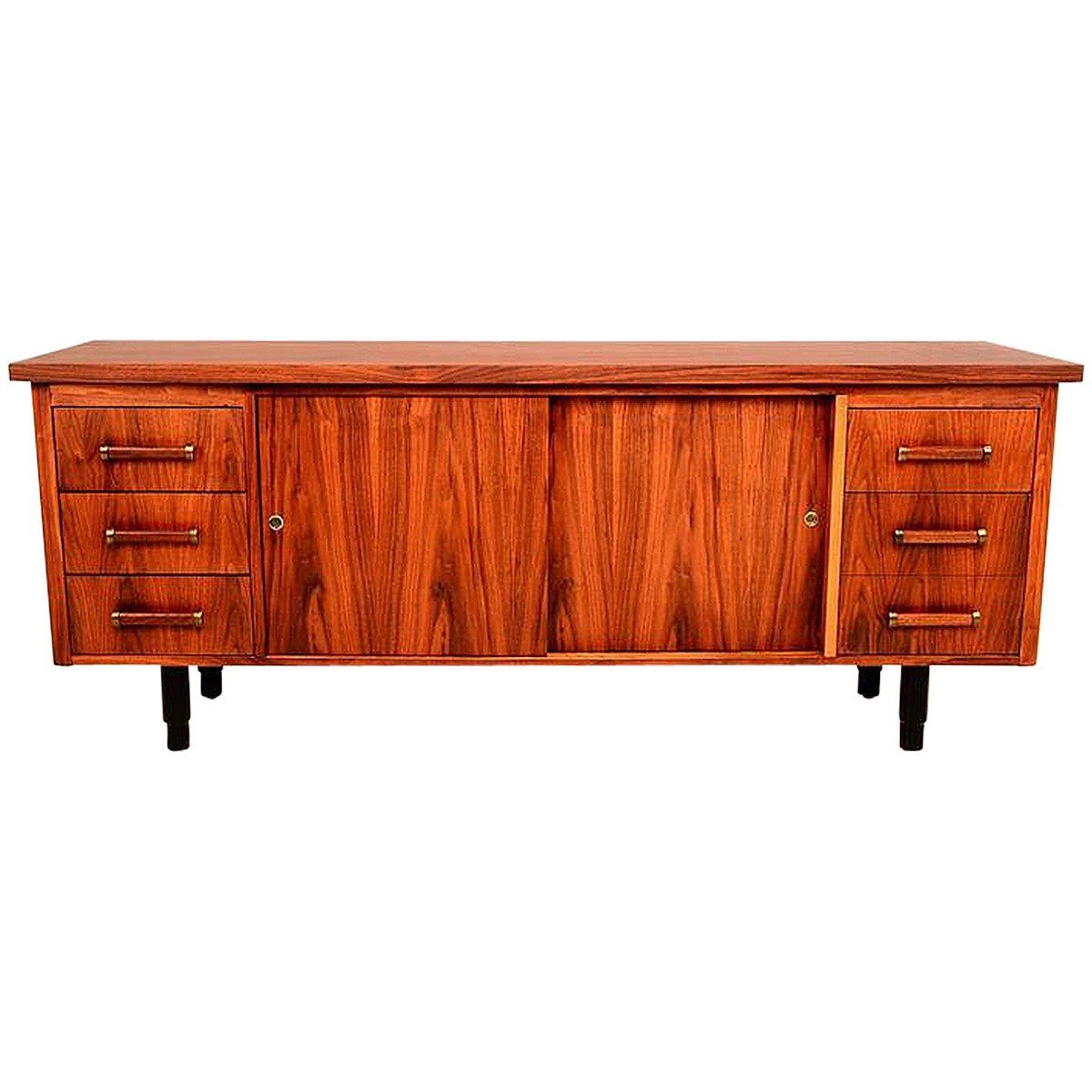 Walnut Office Credenza In Geometric Shapes Credenzas (Photo 21 of 30)