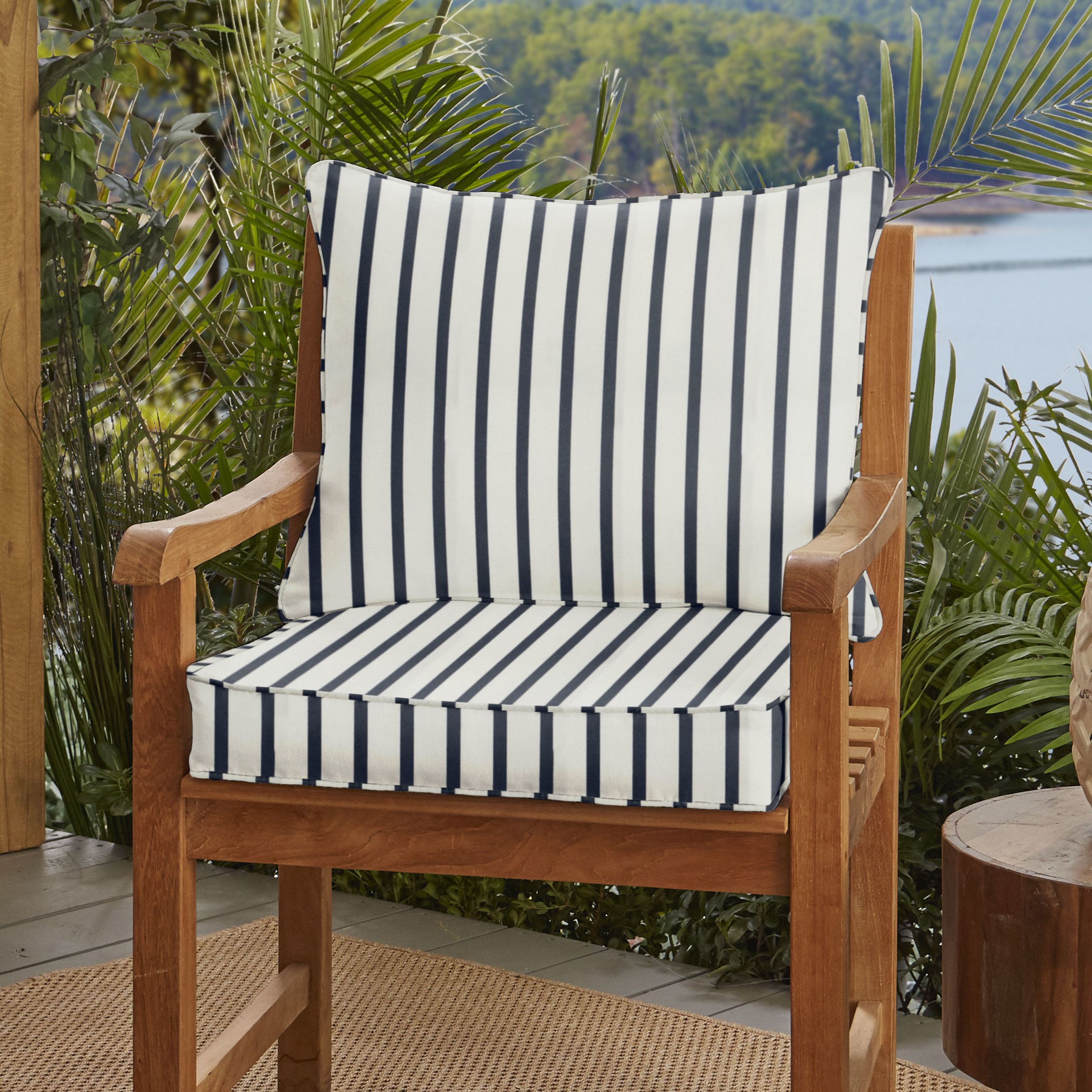 Whitten Stripe Indoor/outdoor Sunbrella Lounge Chair Cushion For Whitten Sideboards (Photo 24 of 30)