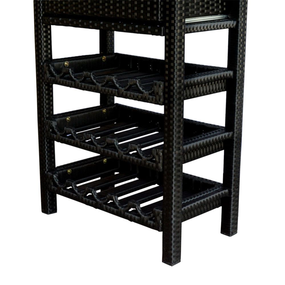 Wine Bar Wicker Rack 15 Bottle Holder Liquor Shelves Buffet Cabinet Home  Decor Furniture Display Kitchen Storage Glass Top Pertaining To Buffets With Bottle And Glass Storage (View 17 of 30)
