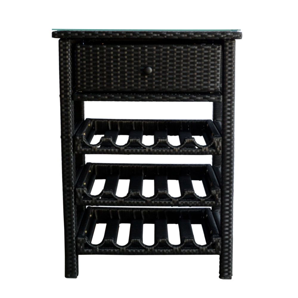 Wine Bar Wicker Rack 15 Bottle Holder Liquor Shelves Buffet Cabinet Home  Decor Furniture Display Kitchen Storage Glass Top With Buffets With Bottle And Glass Storage (View 26 of 30)