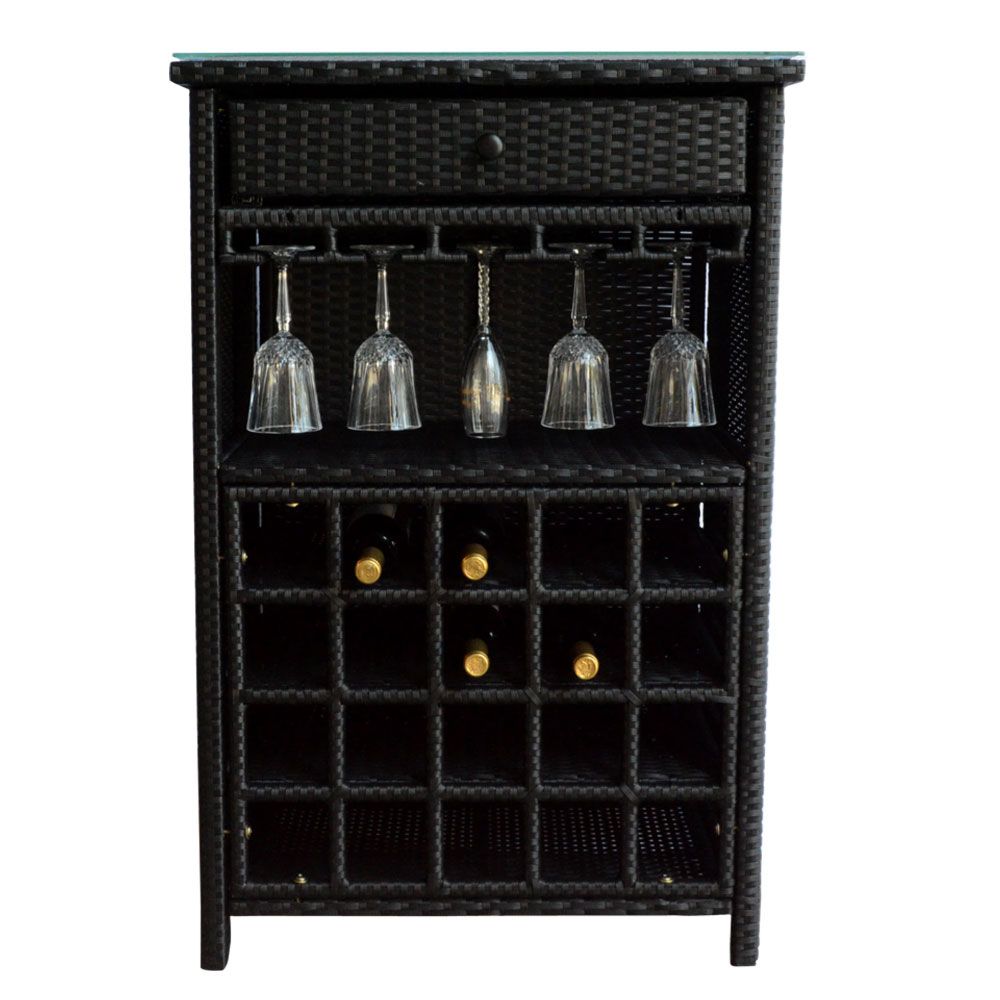 Wine Bar Wicker Storage 20 Bottle Holder Glass Hanger Stemware Rack Liquor  Shelves Buffet Cabinet Home Decor Furniture Display Kitchen Shelving Glass Pertaining To Buffets With Bottle And Glass Storage (View 4 of 30)