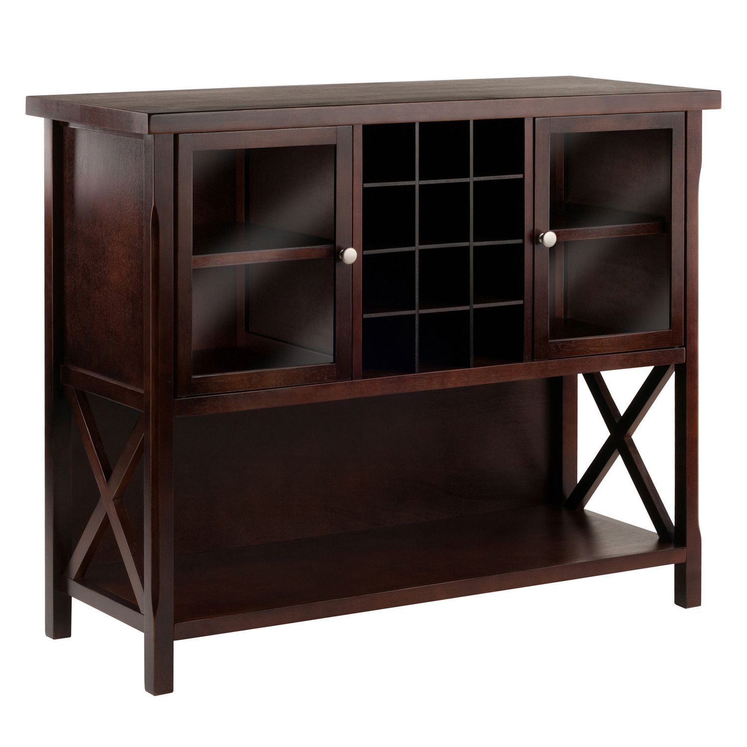 Winsome Xola Buffet Cabinet Intended For Wooden Buffets With Two Side Door Storage Cabinets And Stemware Rack (Photo 26 of 30)