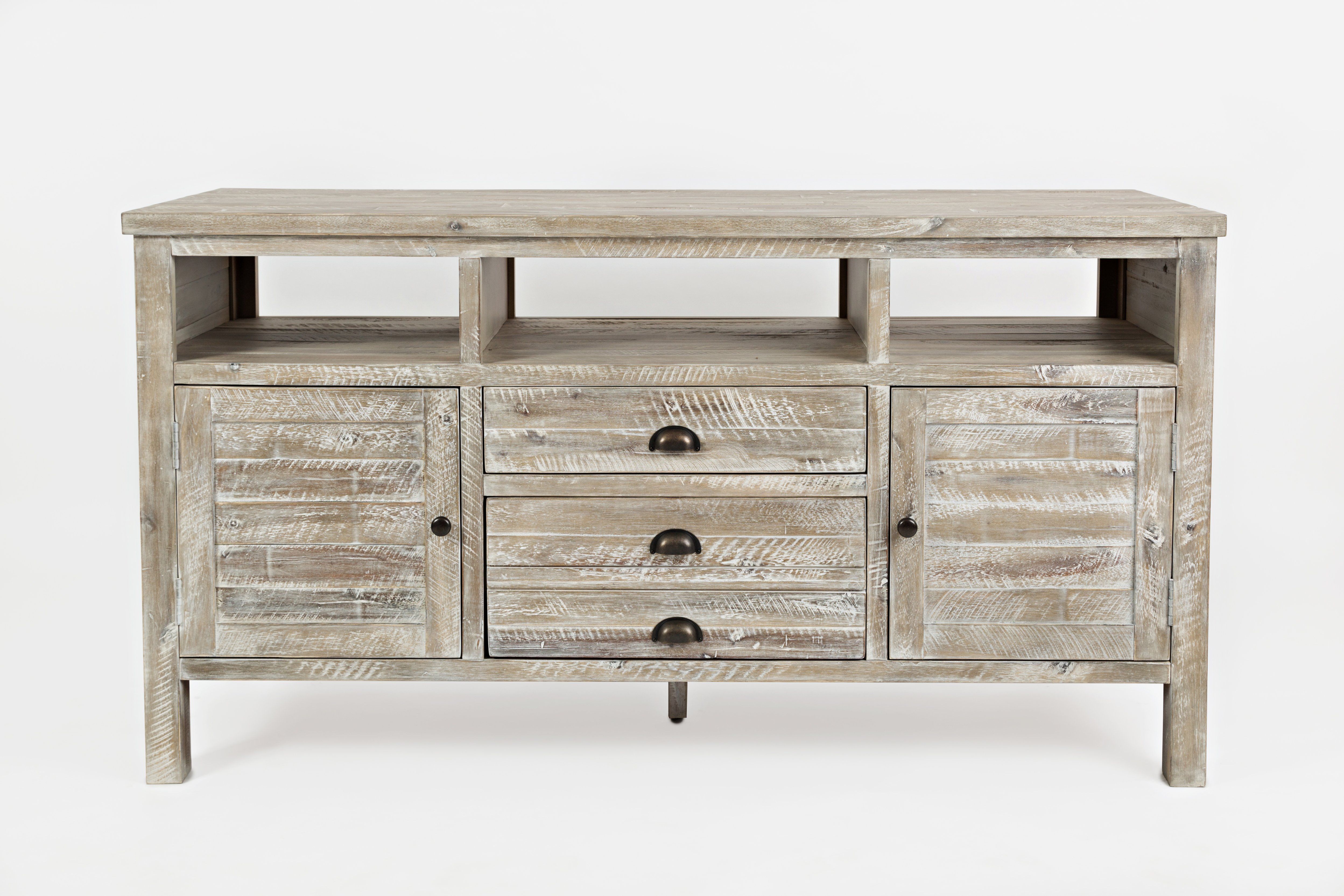 Wooden 60" Media Console With 3 Drawers, 2 Doors, 3 Open Inside Gosport Sideboards (View 28 of 30)