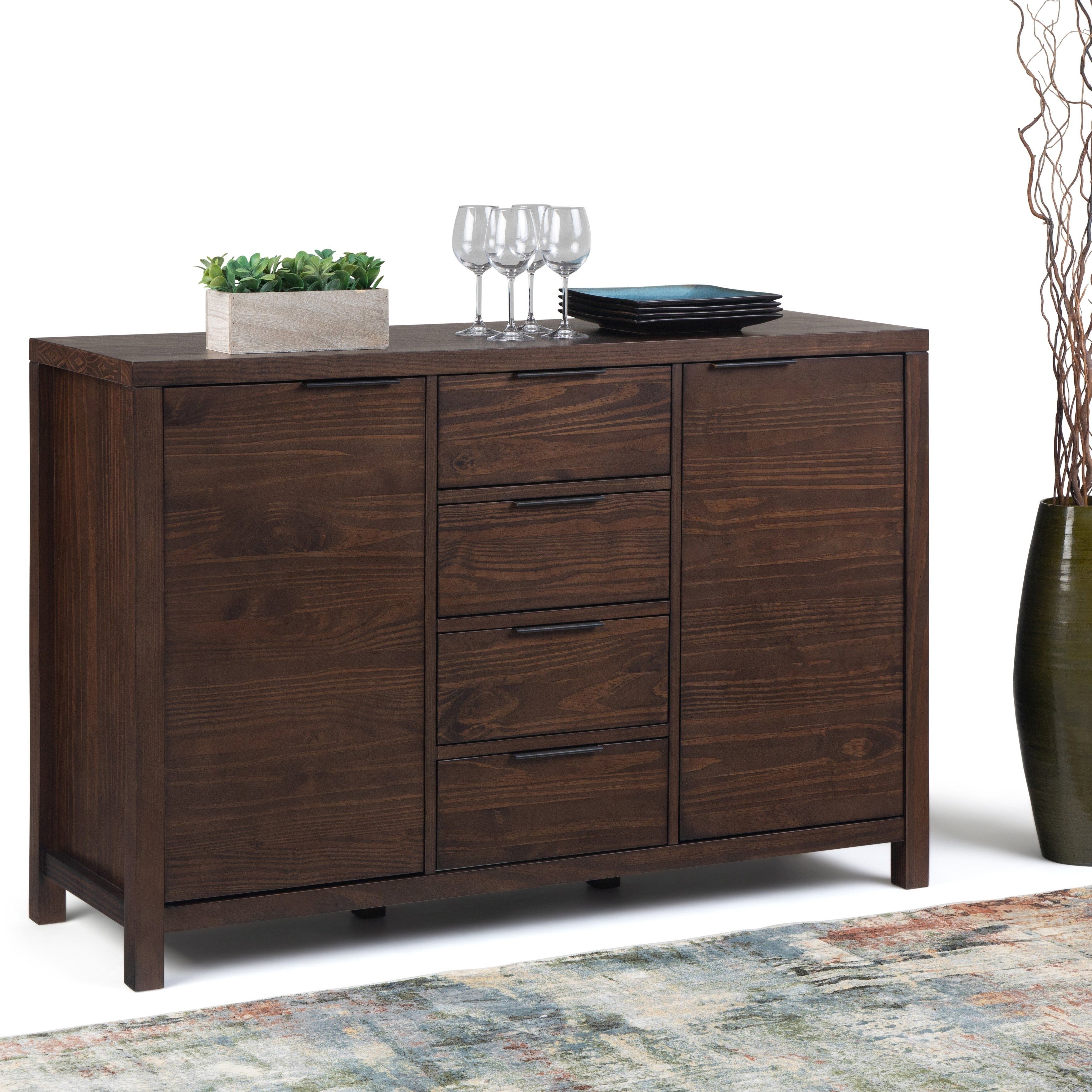 Wyndenhall Fabian Solid Wood 54 Inch Wide Modern Within Solid Wood Contemporary Sideboards Buffets (View 3 of 30)