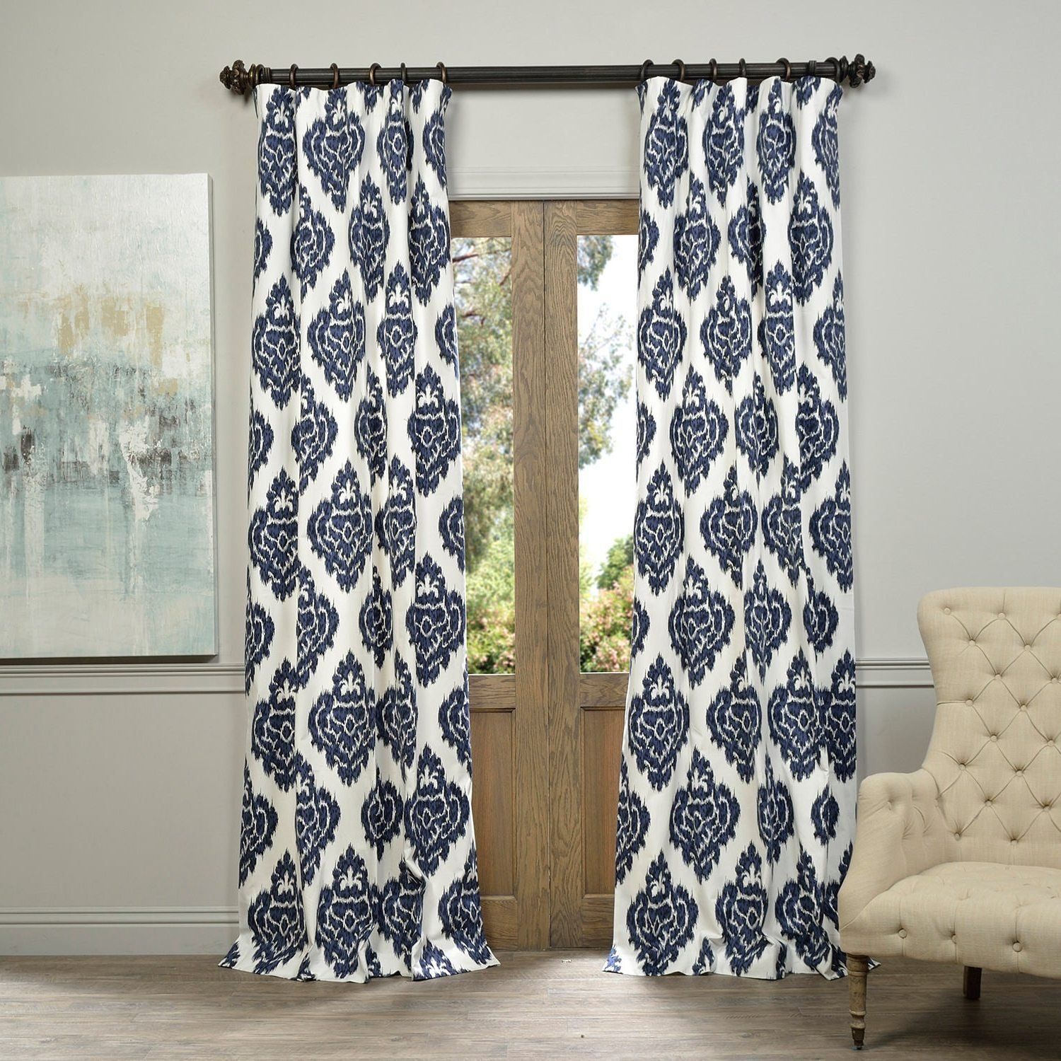 20 Ideas of Ikat Blue Printed Cotton Curtain Panels