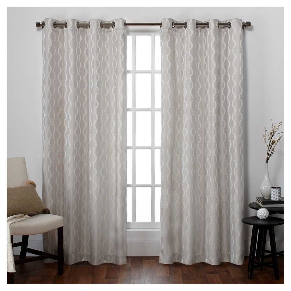 54"x84" Baroque Textured Linen Jacquard Room Darkening For Baroque Linen Grommet Top Curtain Panel Pairs (View 14 of 20)