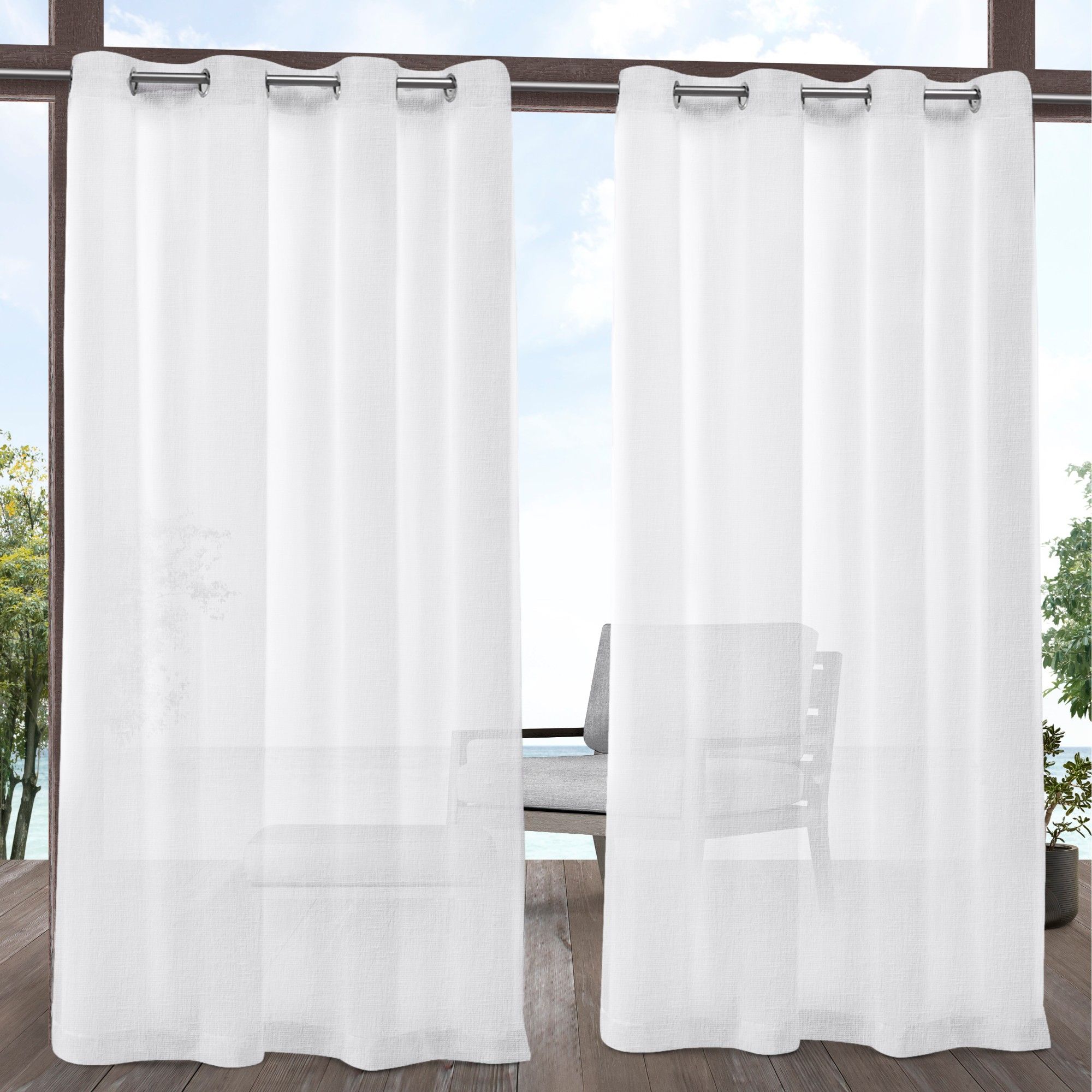 54"x84" Tao Indoor/outdoor Sheer Linen Grommet Top Window For Delano Indoor/outdoor Grommet Top Curtain Panel Pairs (View 9 of 20)