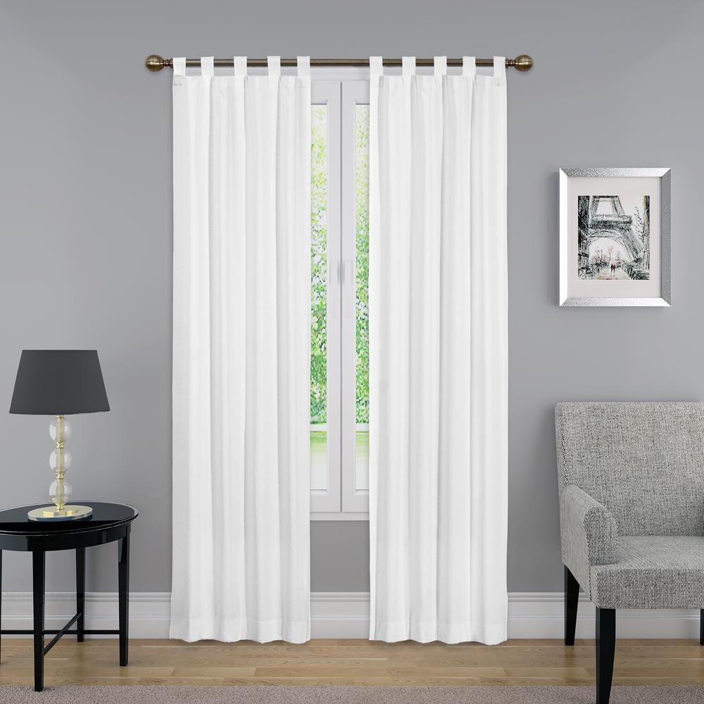 84 In. L Light Filtering White Poly/cotton Tab Top Curtain Panel (1 Pair) Within Insulated Cotton Curtain Panel Pairs (Photo 18 of 20)