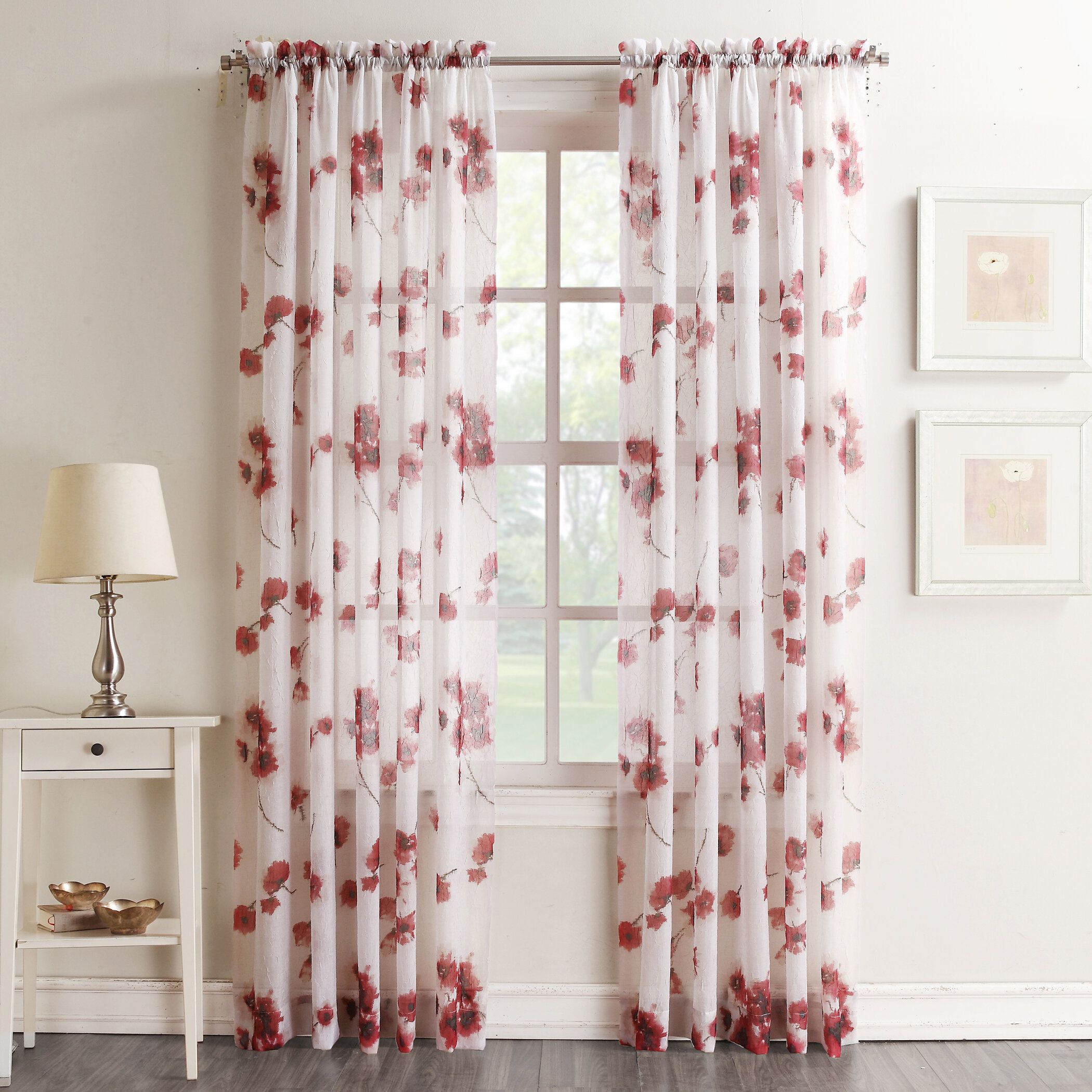 Alexandre Nature/floral Sheer Rod Pocket Single Curtain Panel Inside Wavy Leaves Embroidered Sheer Extra Wide Grommet Curtain Panels (View 29 of 30)
