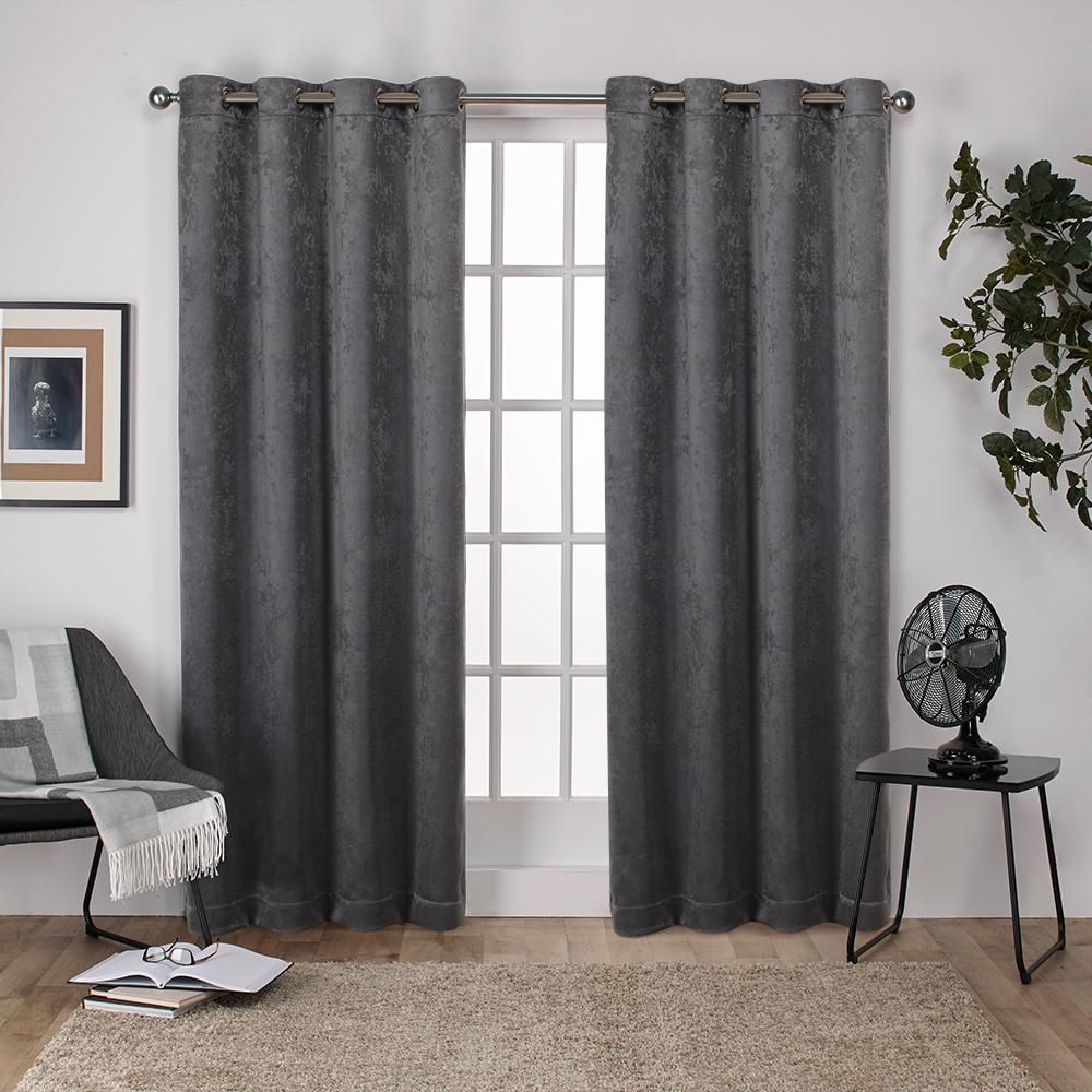 Antique Shantung 52 In. W X 96 In. L Woven Blackout Grommet Top Curtain  Panel In Black Pearl (2 Panels) For Antique Silver Grommet Top Thermal Insulated Blackout Curtain Panel Pairs (Photo 7 of 20)