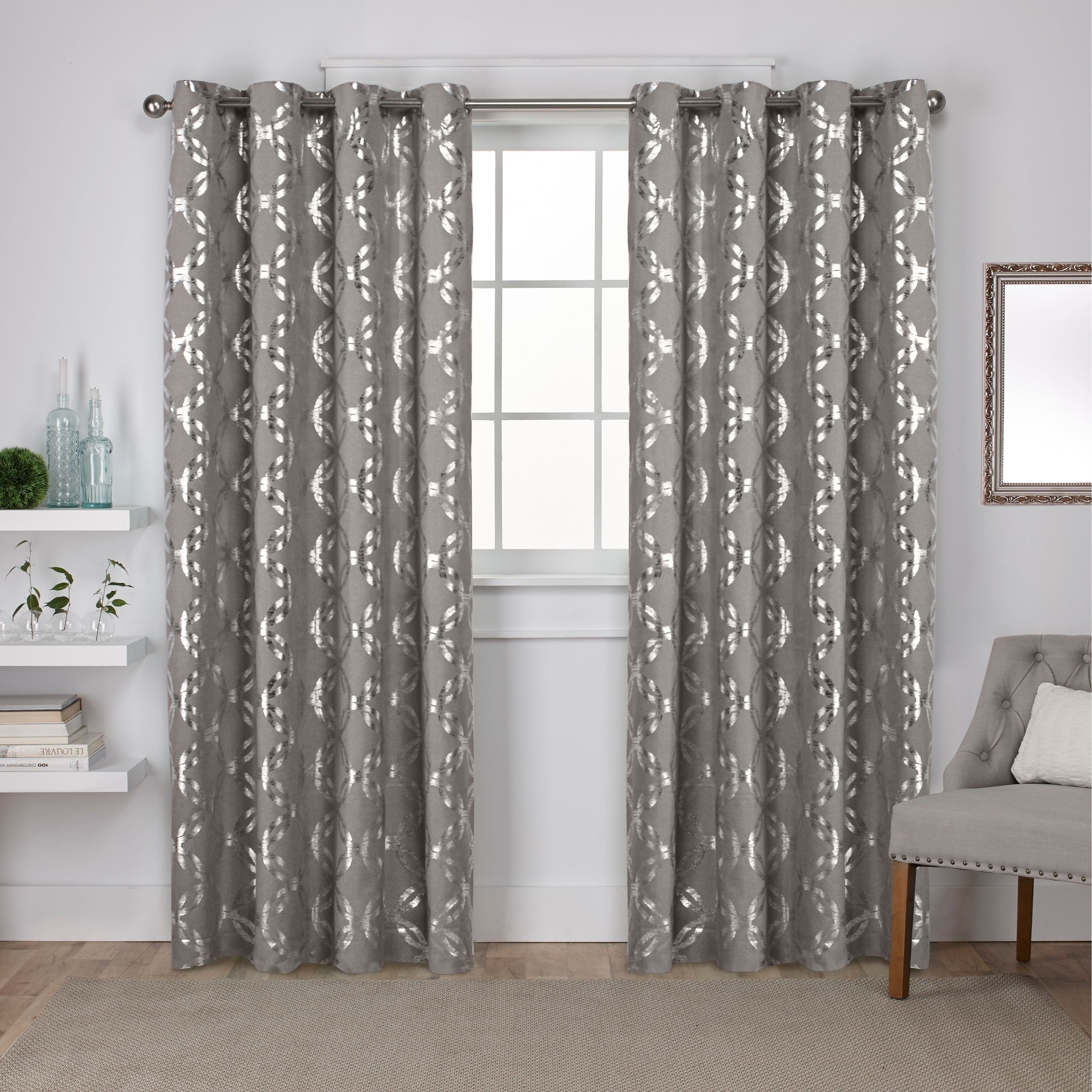 Ati Home Modo Metallic (grey) Geometric Curtain Panel Pair With Regard To Tuscan Thermal Backed Blackout Curtain Panel Pairs (View 14 of 30)