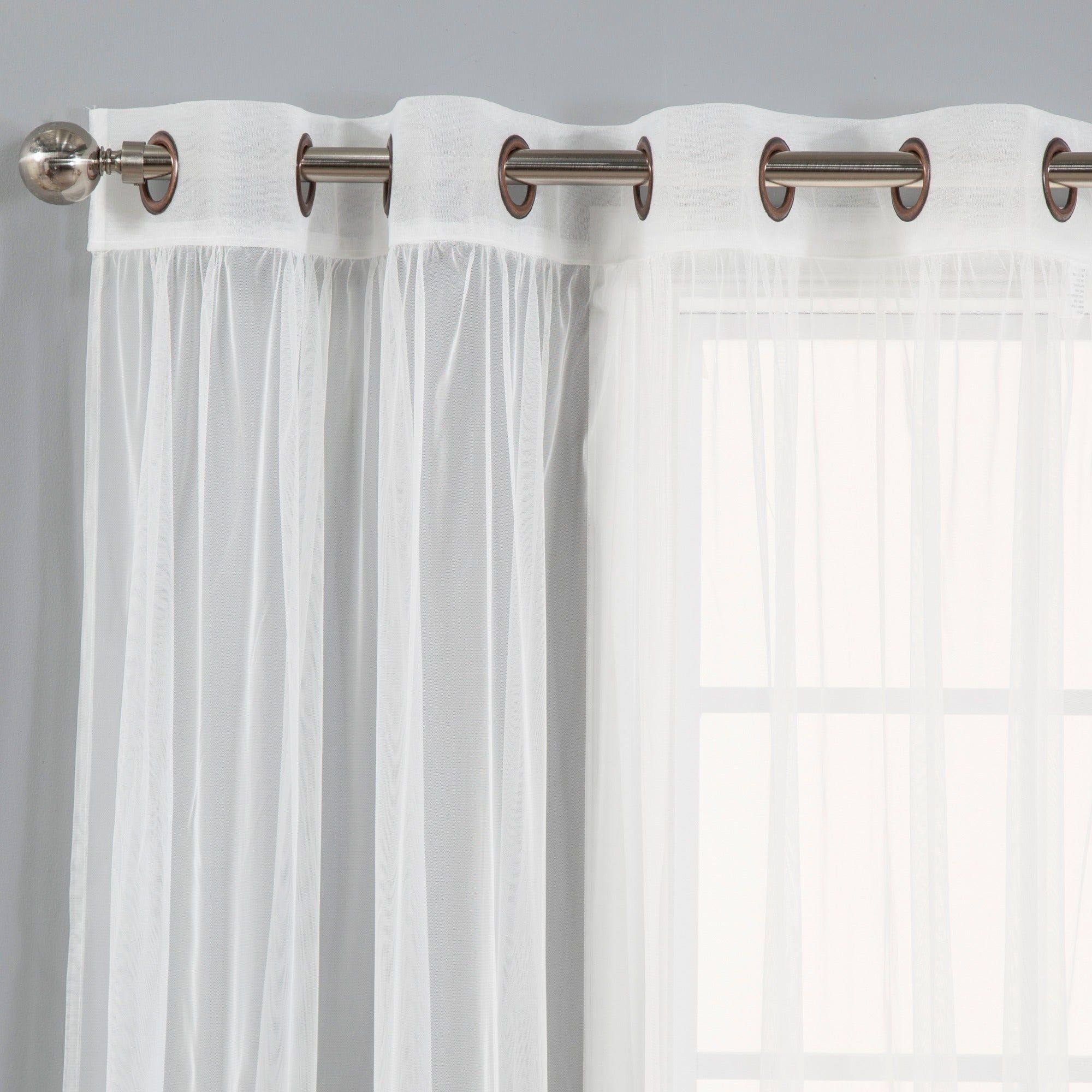 Aurora Home Mix & Match Blackout Tulle Lace Bronze Grommet 4 Piece Curtain  Panel Set Intended For Mix & Match Blackout Tulle Lace Bronze Grommet Curtain Panel Sets (View 18 of 20)