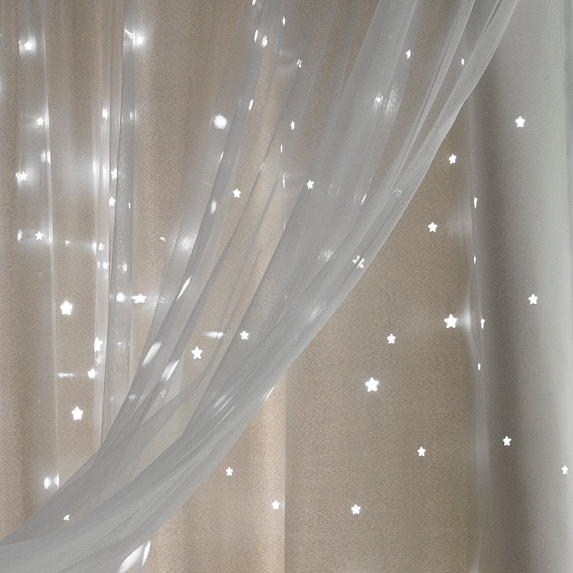 Aurora Home Star Punch Tulle Overlay Blackout Curtain Panel Pair Pertaining To Star Punch Tulle Overlay Blackout Curtain Panel Pairs (View 3 of 30)