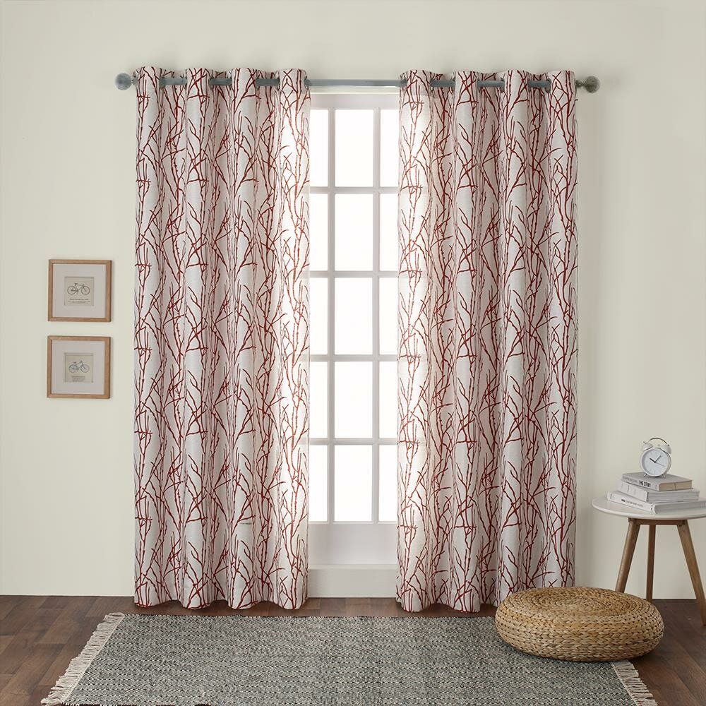 Baillons Nature/floral Room Darkening Grommet Curtain Panels Within Twig Insulated Blackout Curtain Panel Pairs With Grommet Top (Photo 29 of 30)