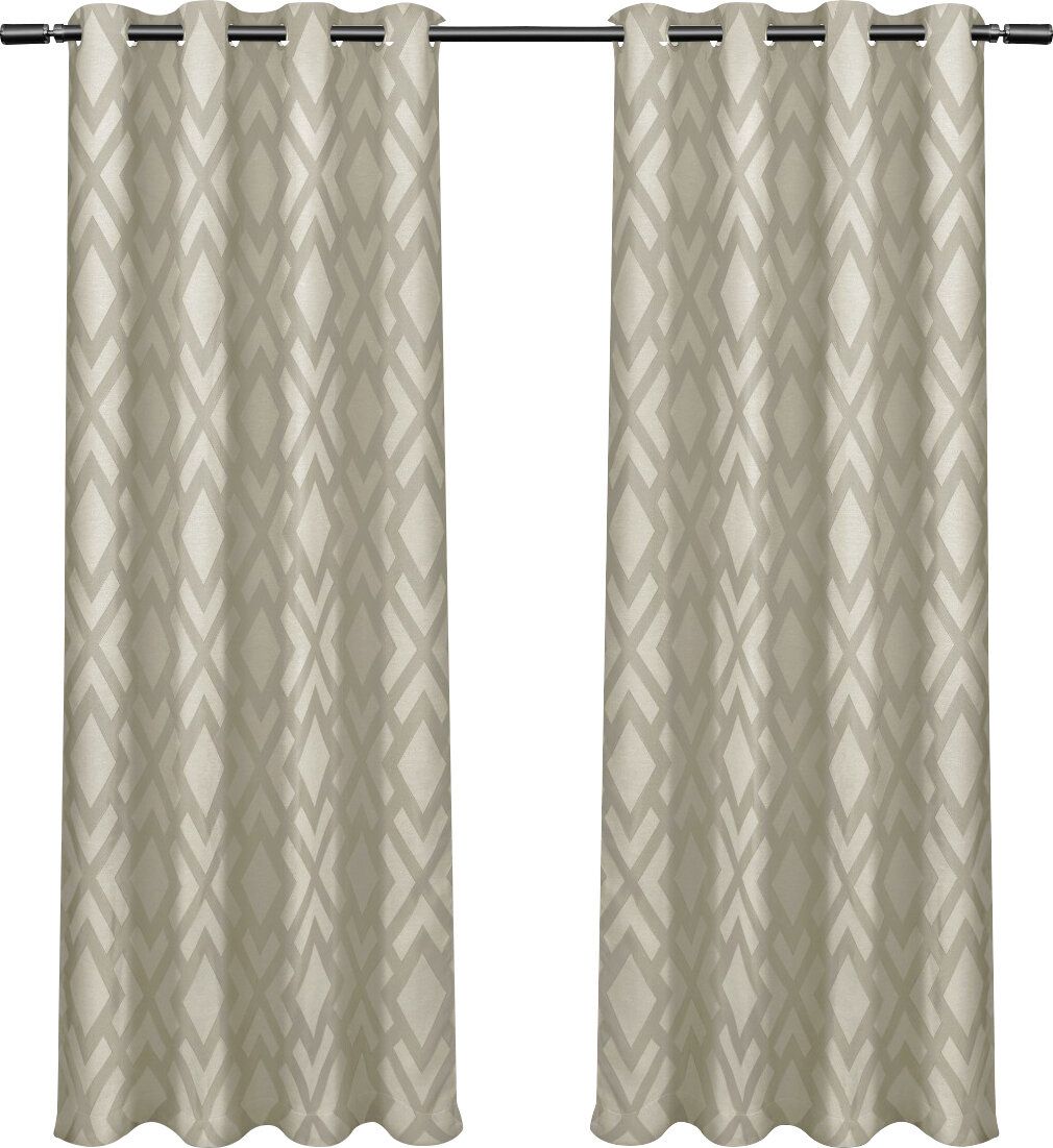 Bedelia Geometric Max Blackout Grommet Curtain Panels Throughout Twig Insulated Blackout Curtain Panel Pairs With Grommet Top (Photo 30 of 30)