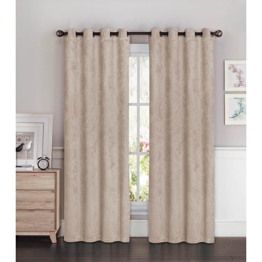 Bella Luna Blackout Faux Suede Extra Wide 96 In. L Room Darkening Grommet  Curtain Panel Pair In Taupe (set Of 2) In Thermal Insulated Blackout Curtain Panel Pairs (Photo 28 of 30)