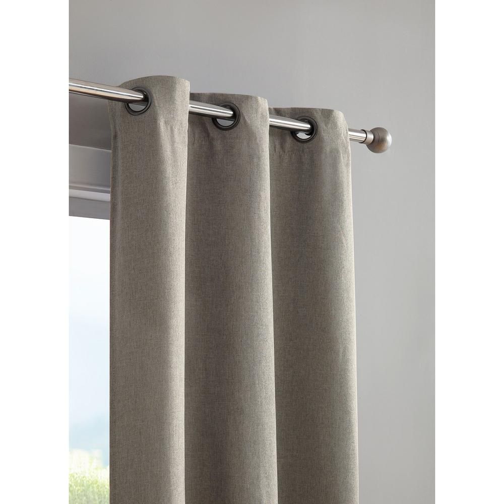 Bella Luna Henley Faux Linen Room Darkening 76 In. X 96 In. Grommet Curtain  Panel Pair In Grey Inside Insulated Cotton Curtain Panel Pairs (Photo 8 of 20)