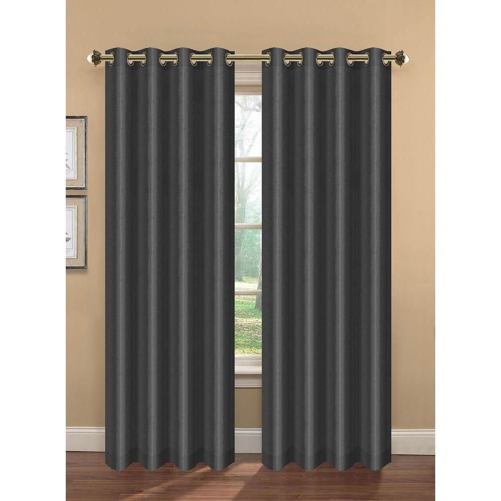 Bella Luna Semi Opaque Camilla Faux Silk 84 In. L Extra Wide Room Darkening  Grommet Curtain Panel Pair, Charcoal (set Of 2) Pertaining To Faux Silk Extra Wide Blackout Single Curtain Panels (Photo 18 of 20)