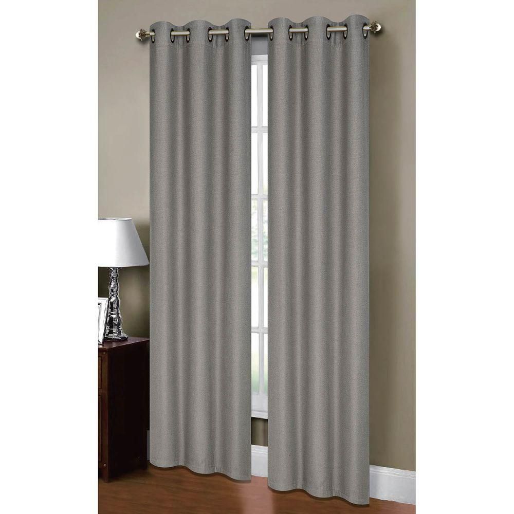 Bella Luna Semi Opaque Henley Faux Linen 84 In. L Room Darkening Grommet  Curtain Panel Pair, Grey (set Of 2) With Regard To Thermal Textured Linen Grommet Top Curtain Panel Pairs (Photo 27 of 30)