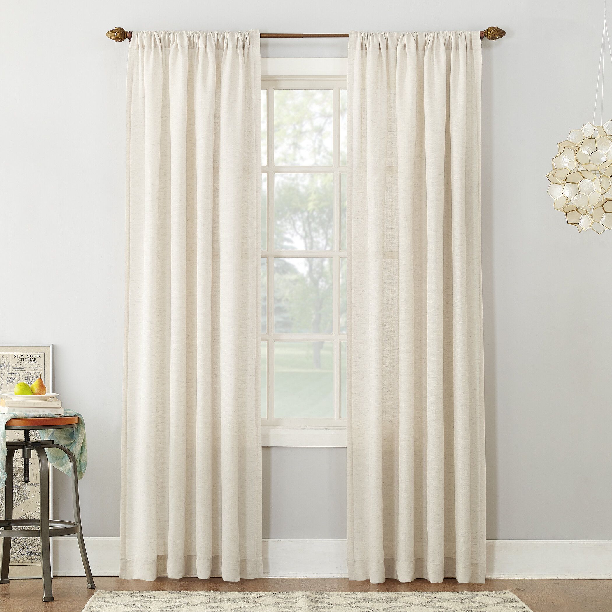 Berwick Linen Blend Solid Semi Sheer Rod Pocket Single Curtain Panel Within Vue Elements Priya Tab Top Window Curtains (View 25 of 30)