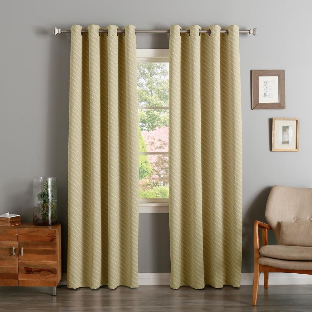 Best Home Fashion 63 In. L Room Darkening Diagonal Stripe Curtain Panel In  Beige (2 Pack) Within Julia Striped Room Darkening Window Curtain Panel Pairs (Photo 11 of 20)