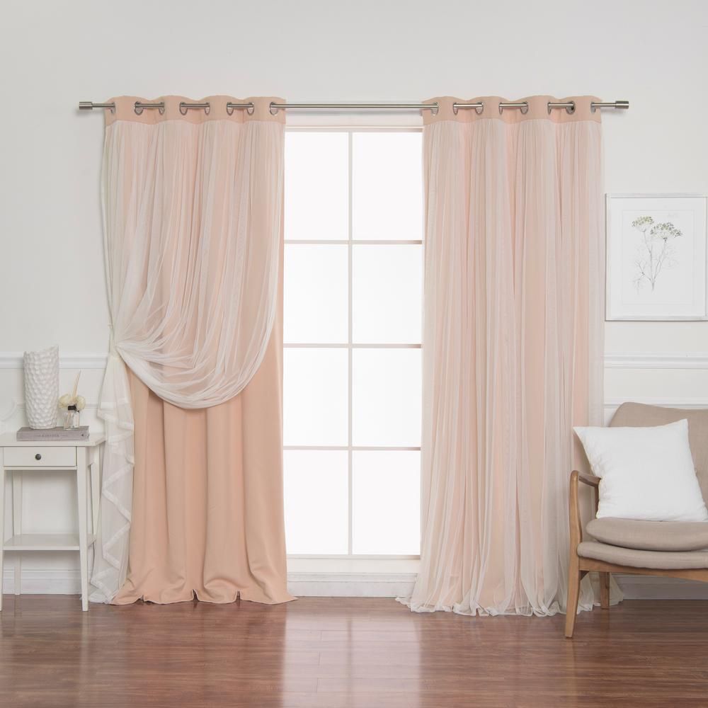 Best Home Fashion 84 In. L Indie Pink Marry Me Lace Overlay Blackout  Curtain Panel (2 Pack) With Regard To Star Punch Tulle Overlay Blackout Curtain Panel Pairs (Photo 29 of 30)