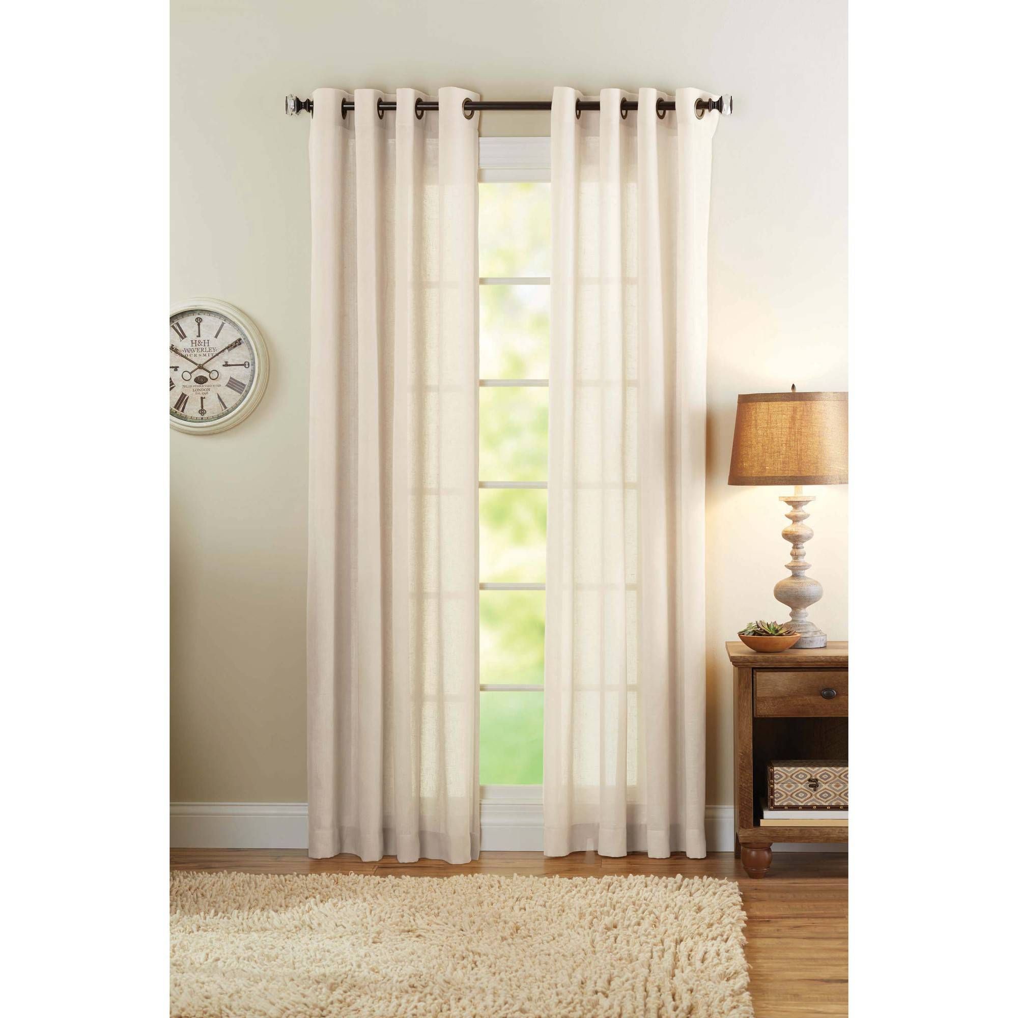 Better Homes & Gardens Semi Sheer Grommet Curtain Panel, Bleached Linen –  Walmart Regarding Grommet Curtain Panels (Photo 9 of 20)