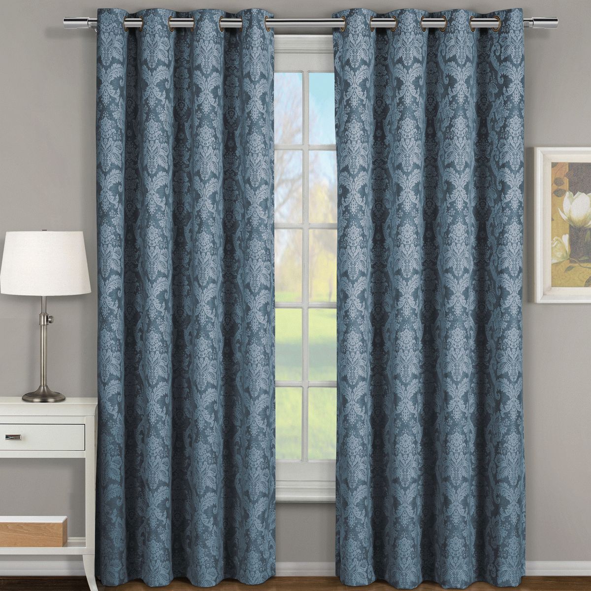 Blair Jacquard Grommet Top Curtain Panel Pair (set Of 2) Pertaining To Solid Grommet Top Curtain Panel Pairs (View 24 of 30)