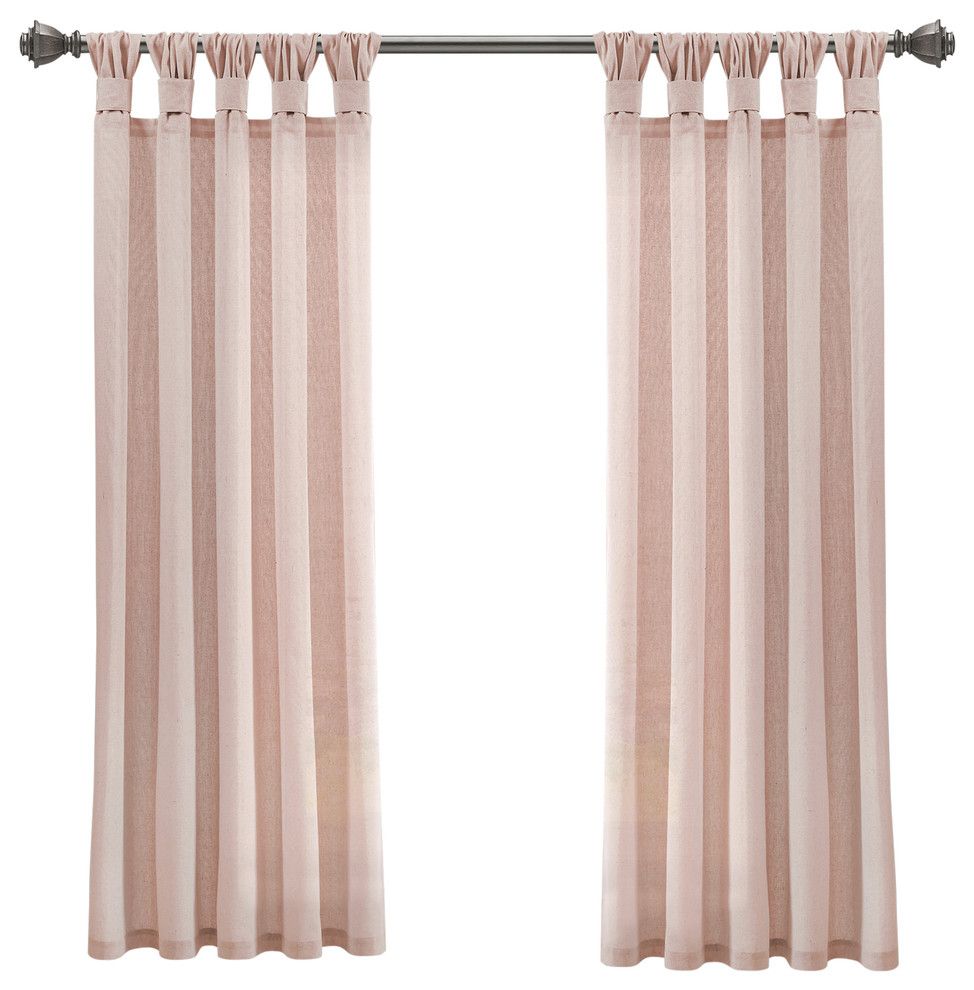 Burlap Knotted Tab Top, Blush, Pair, 45"x84" Regarding Linen Button Window Curtains Single Panel (View 18 of 20)