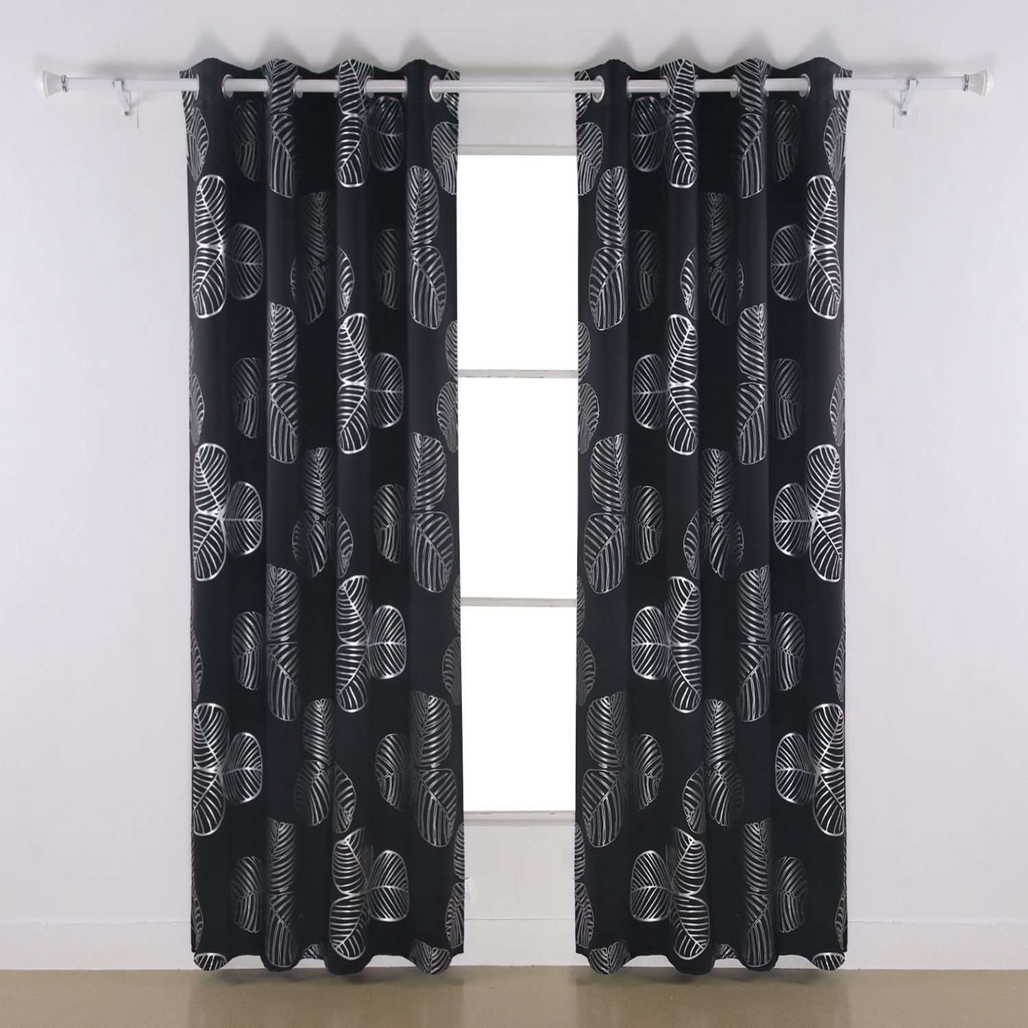 Buy Deconovo Curtains Grommet Goat Willow Leaf Printed Pertaining To Thermal Insulated Blackout Curtain Pairs (View 26 of 30)