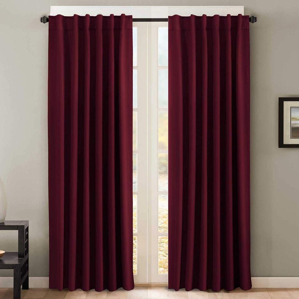 Cartela Polyester Solid Pattern, Red – Single Curtain Panels Intended For Single Curtain Panels (Photo 26 of 31)